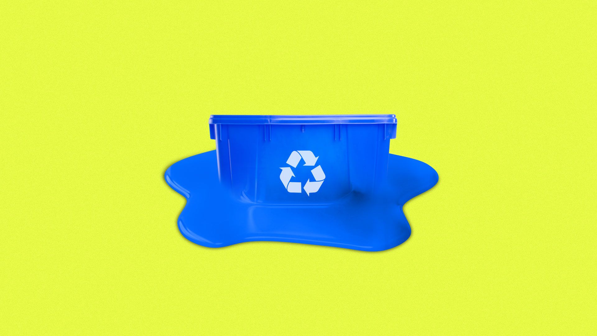 Illustration of melted recycling bin.