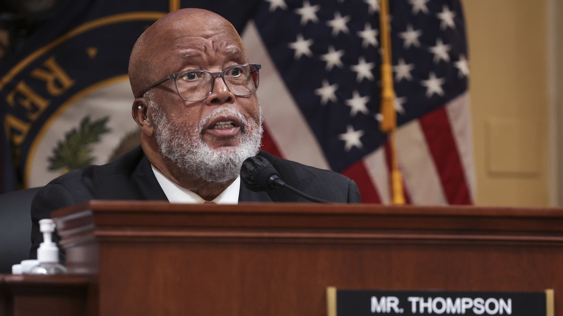  Rep. Bennie Thompson delivers remarks during a hearing on the January 6th investigation in the Cannon House Office Building on October 13, 2022 in Washington, DC.