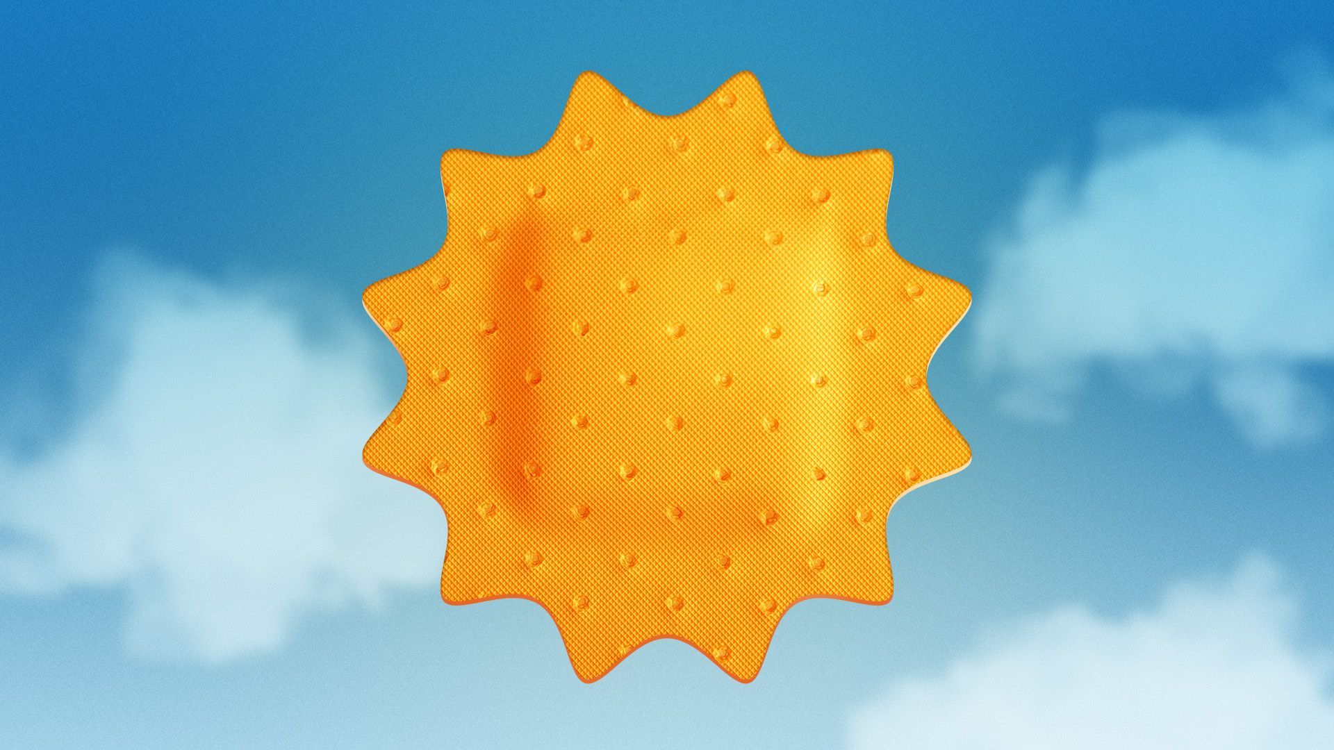 Illustration of the sun in the shape of a band-aid