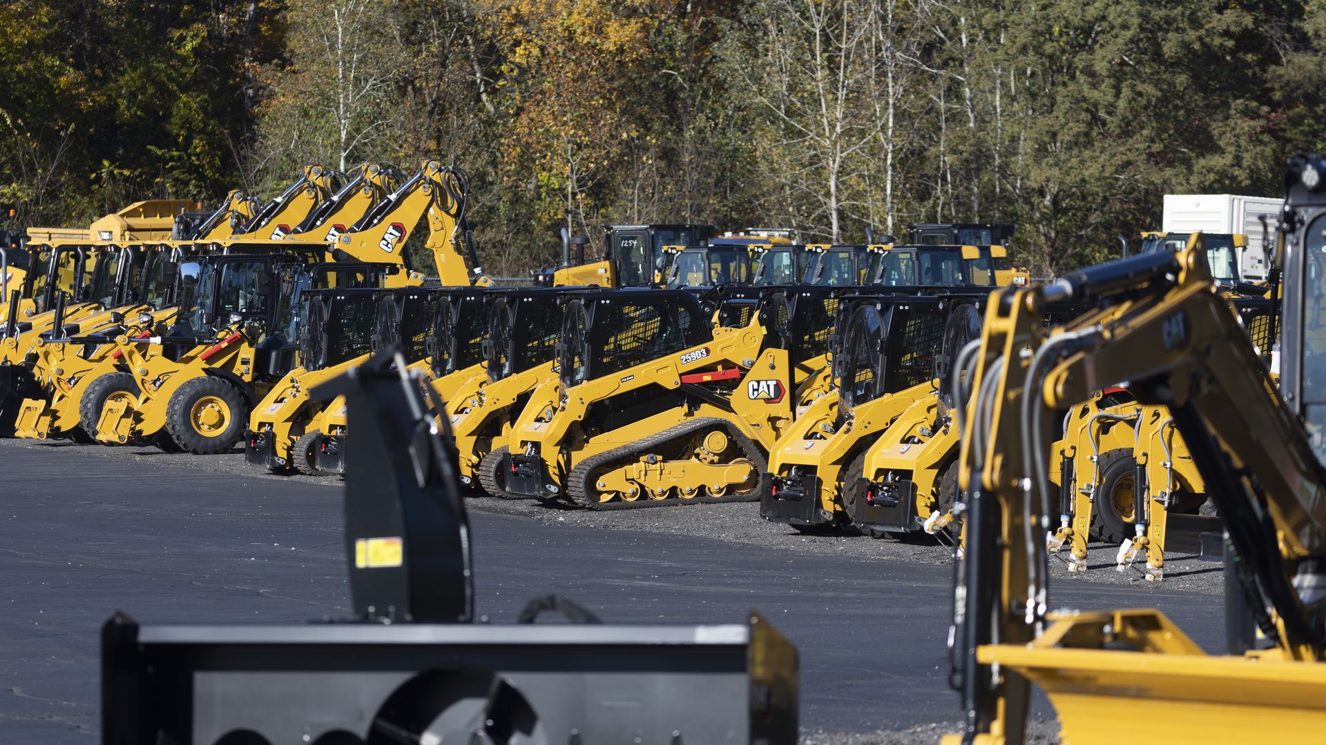 Caterpillar Inc. machinery for sale at a dealership in Poughkeepsie, New York, US, on Monday, Oct. 23, 2023. Caterpillar Inc. is scheduled to release earnings figures on October 31. Photographer: Angus Mordant/Bloomberg via Getty Images