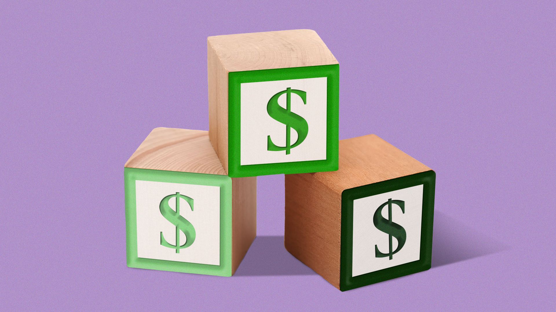 Illustration of alphabet blocks with dollar signs instead of letters.