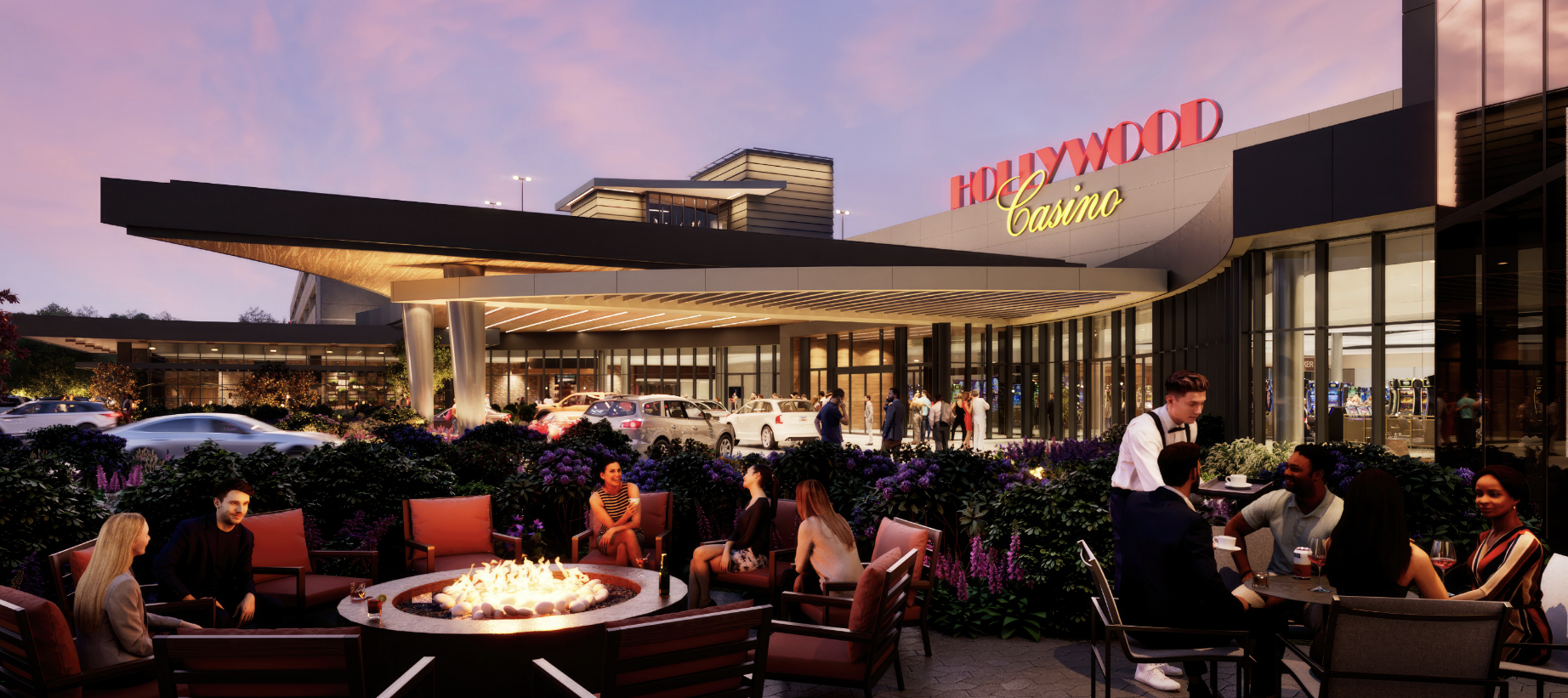 Rendering of the exterior of a casino 