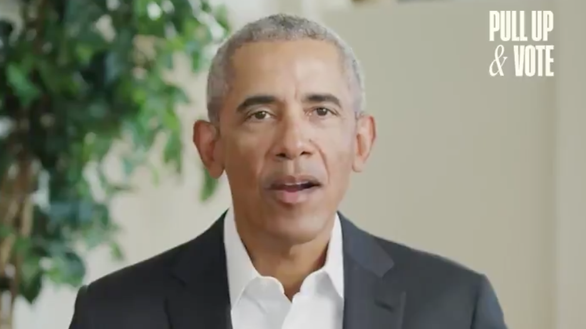 A screenshot of former President Barack Obama from the Pull Up & Vote Party.