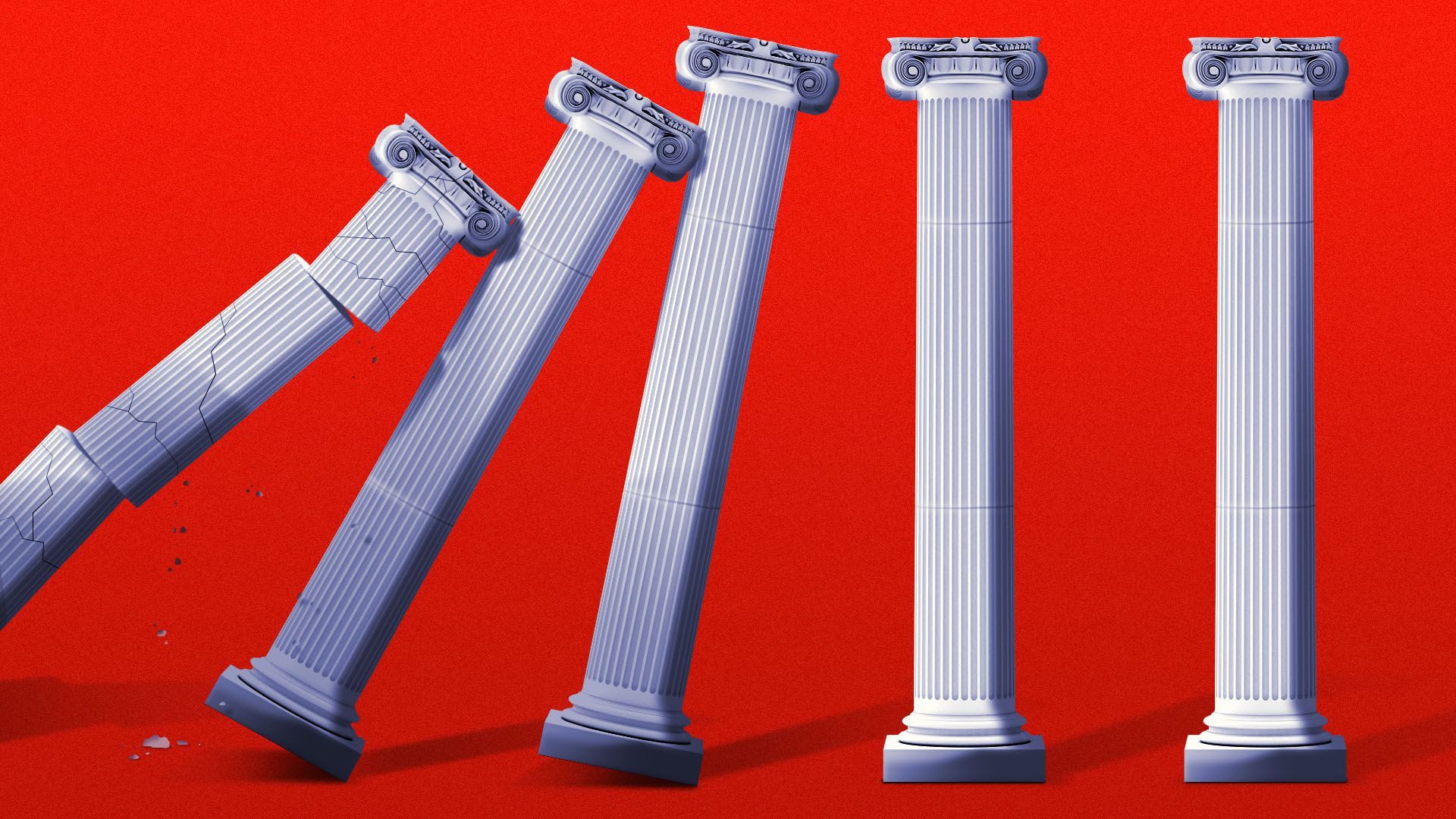 An illustration of columns collapsing.