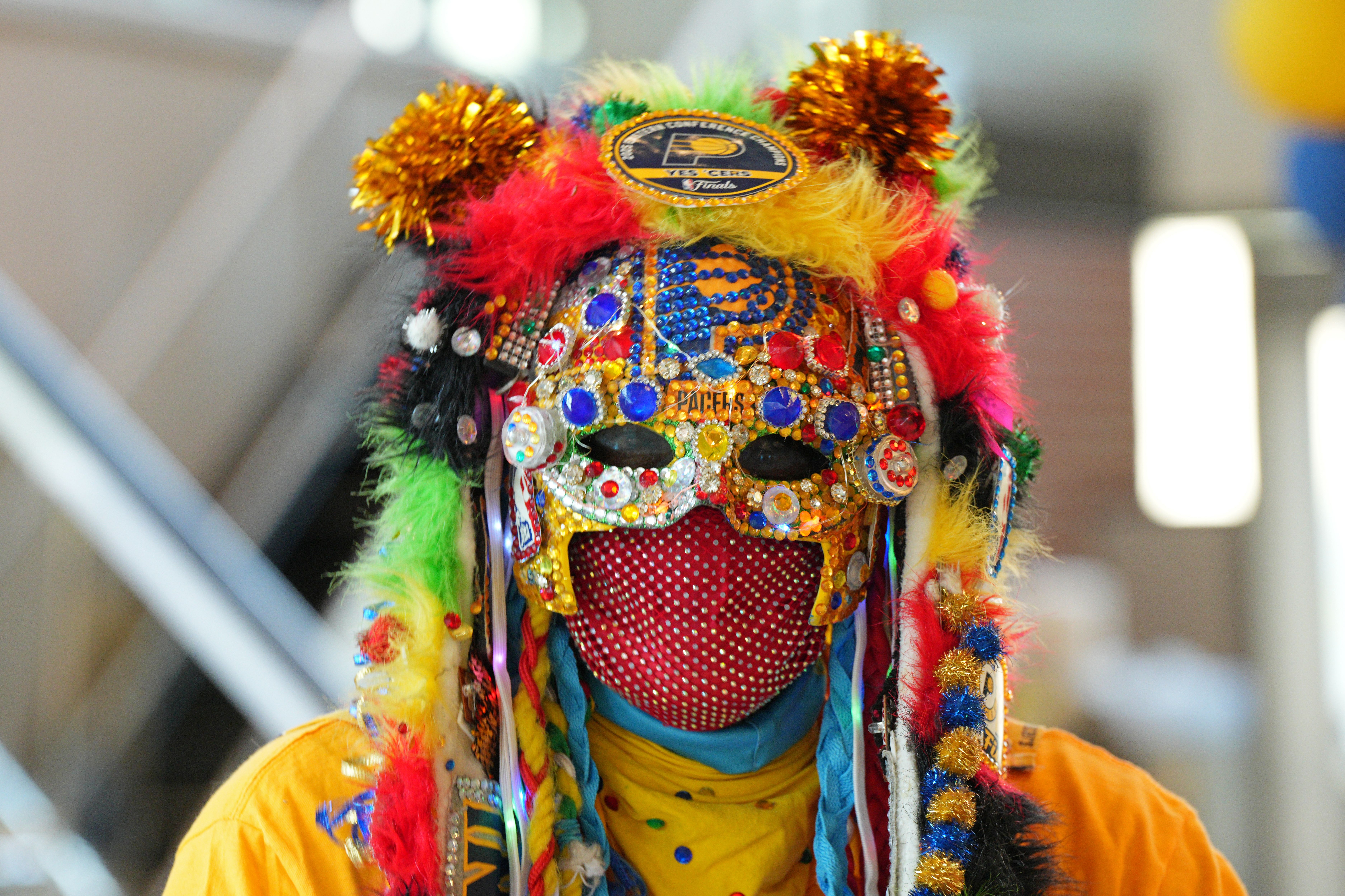 A person in an elaborate mask