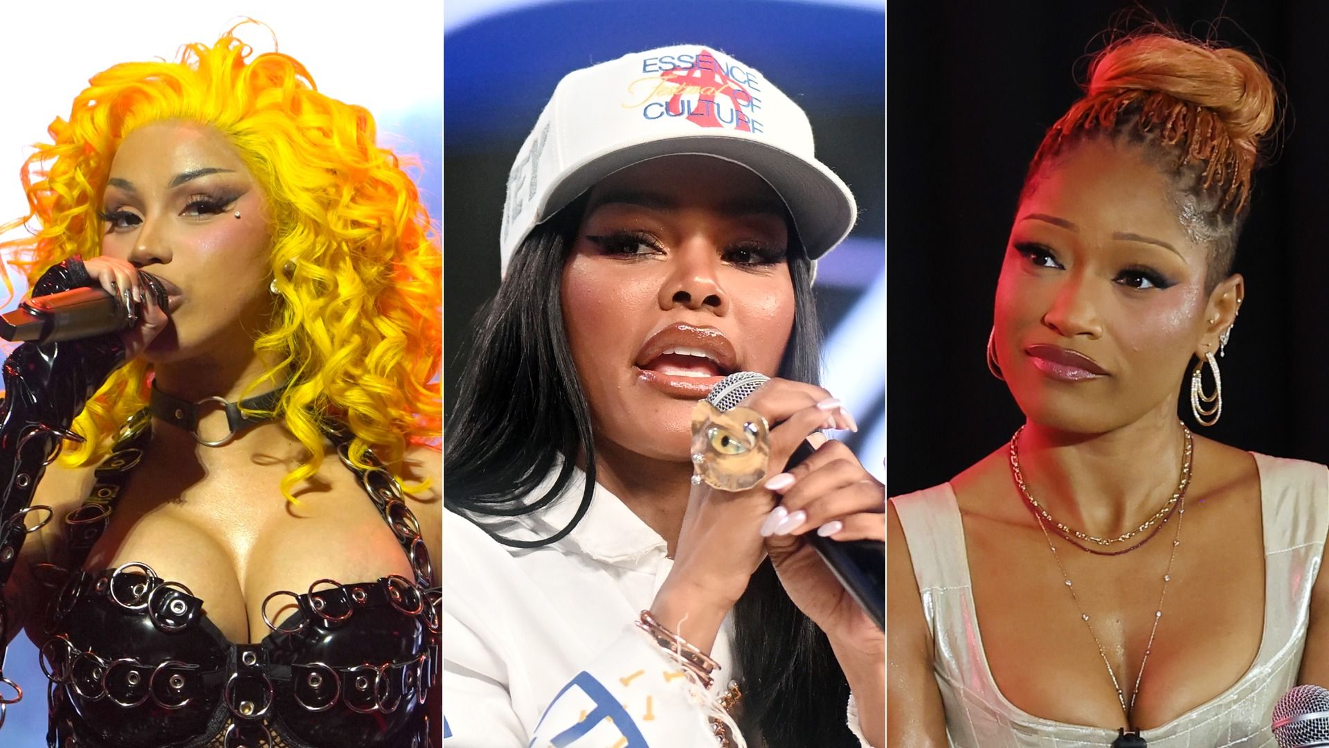Image shows headshots of Cardi B, Teyana Taylor and Keke Palmer