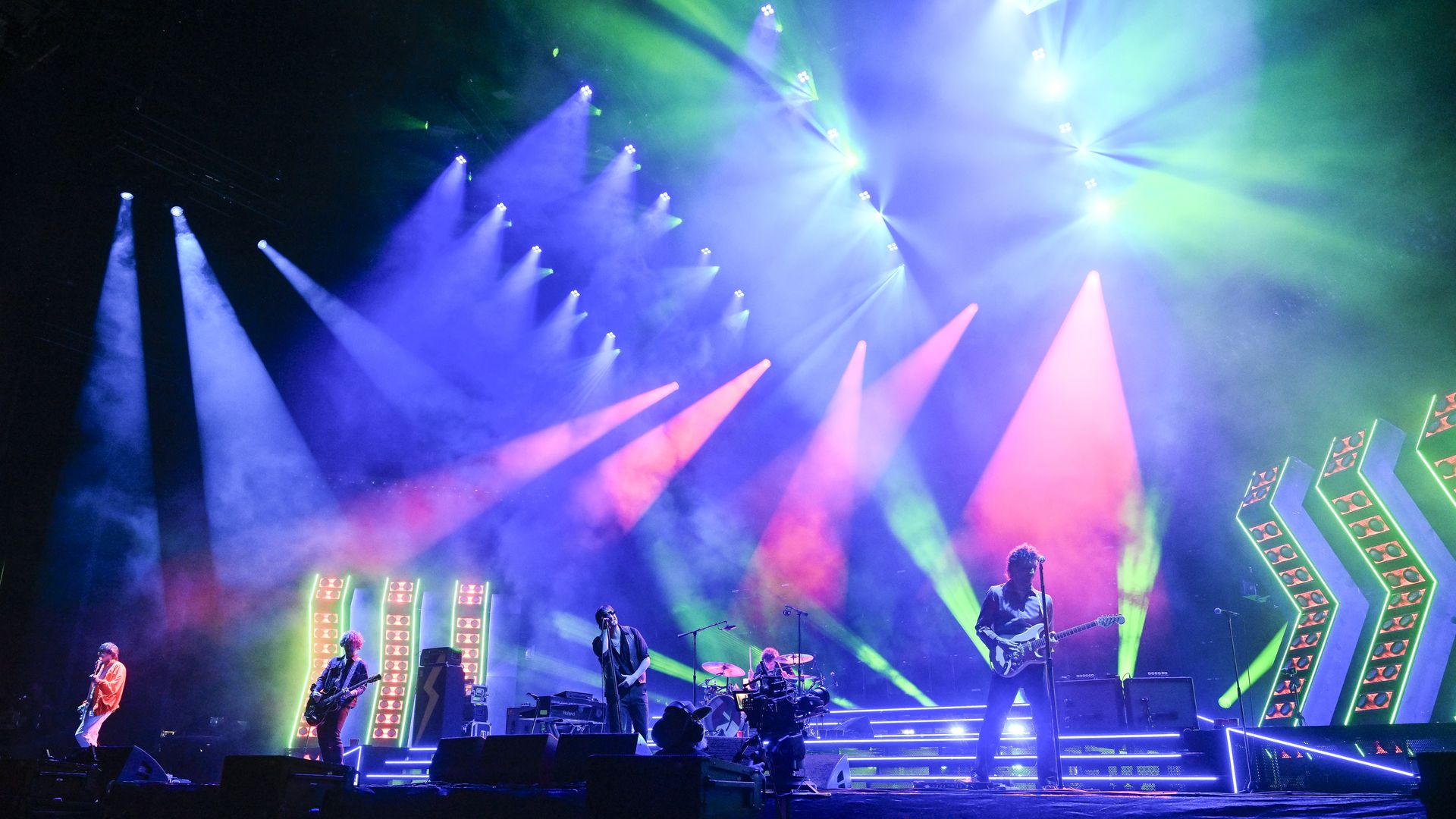 Nikolai Fralture, Nick Valensi, Julian Casablancas and Albert Hammond Jr. of The Strokes perform on Day 2 of Outside Lands Festivals at Golden Gate Park on August 08, 2026 in San Francisco, California. (Photo by Steve Jennings/Getty Images)