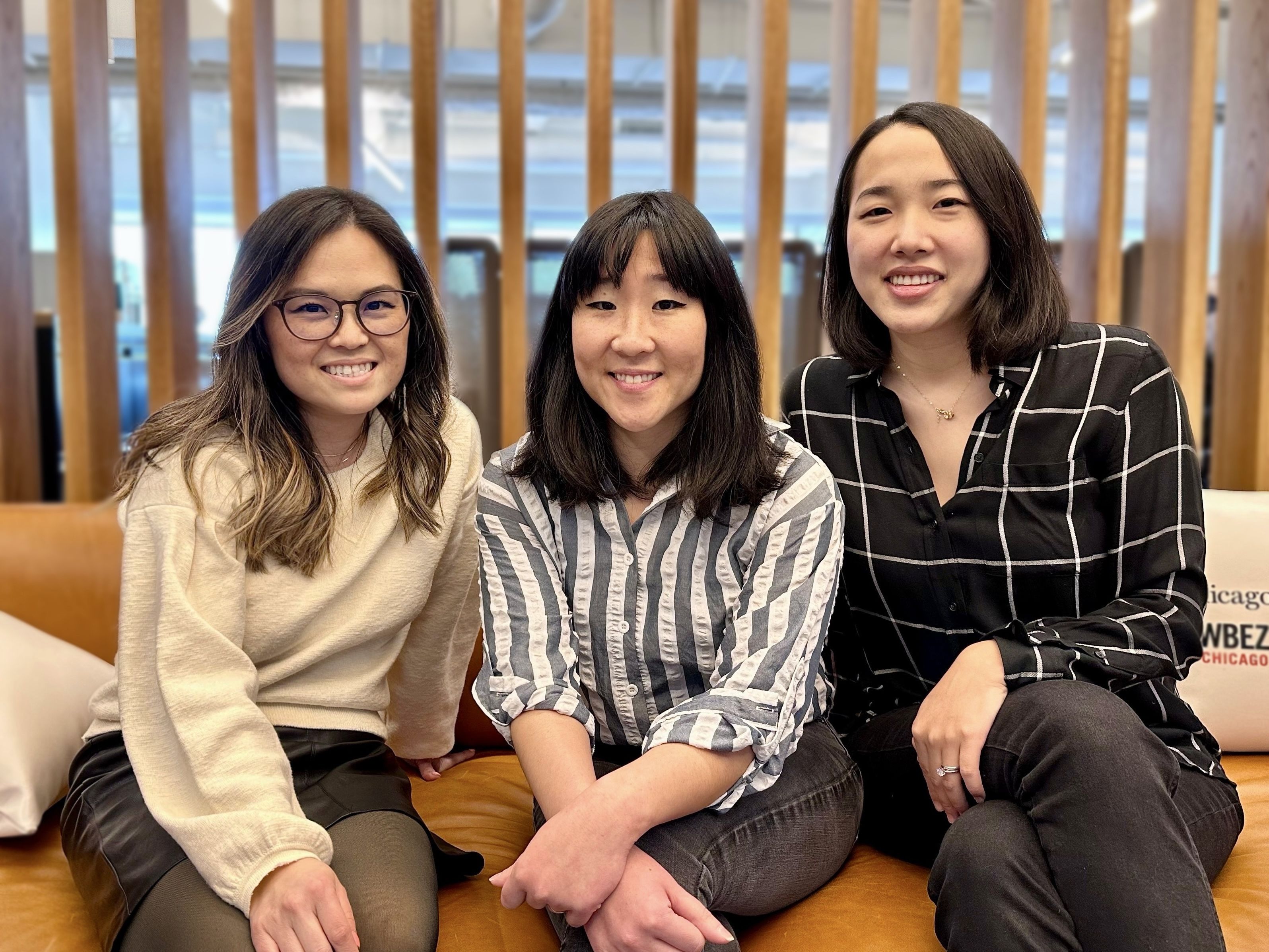 Three ladies on a couch 