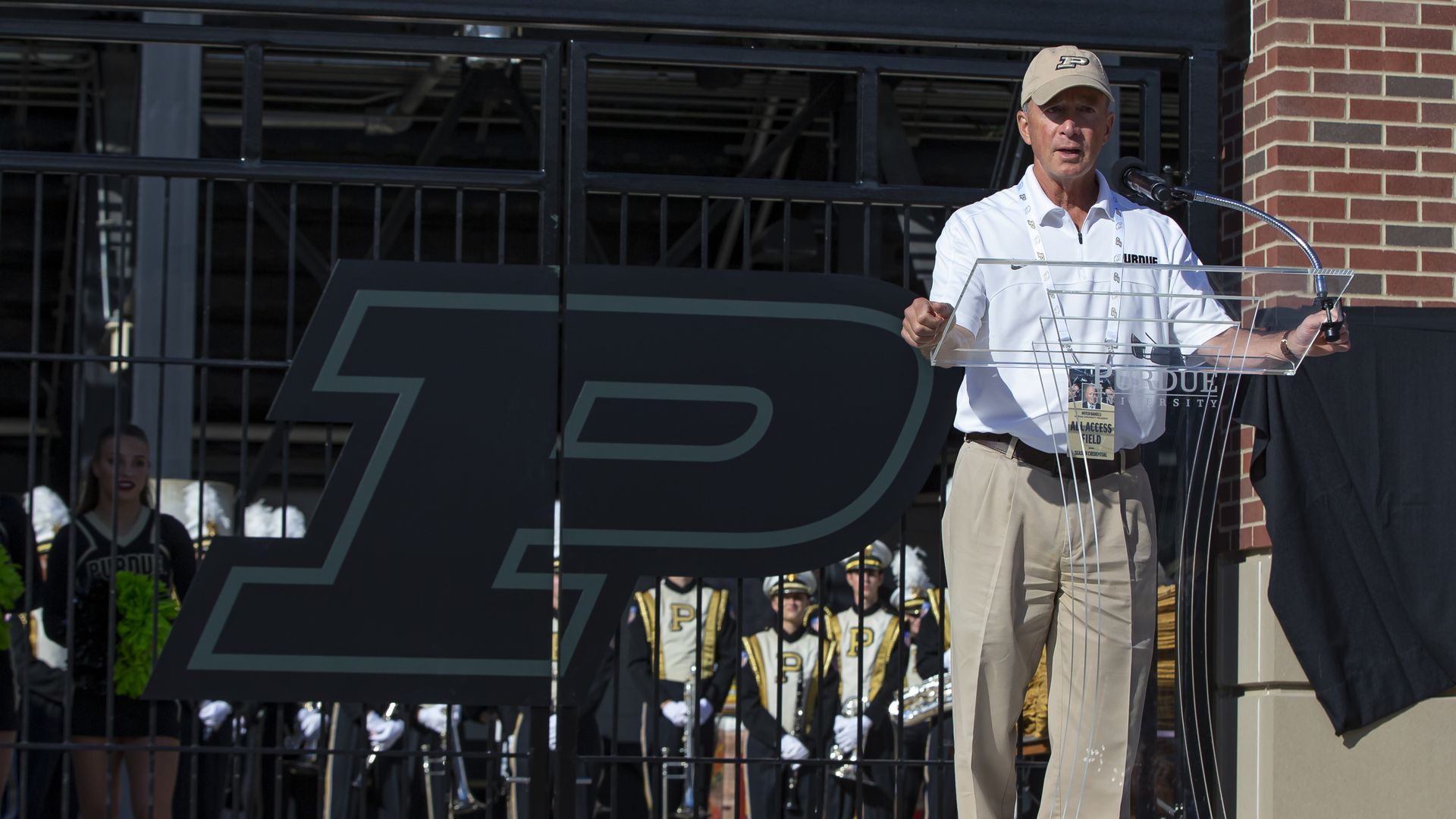 Purdue University President Mitch Daniels is seen before the game against the Vanderbilt Commodores at Ross-Ade Stadium on September 7, 2019 in West Lafayette, Indiana.