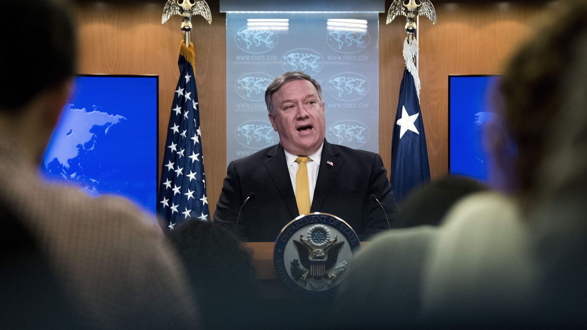Mike Pompeo speaking at a podium