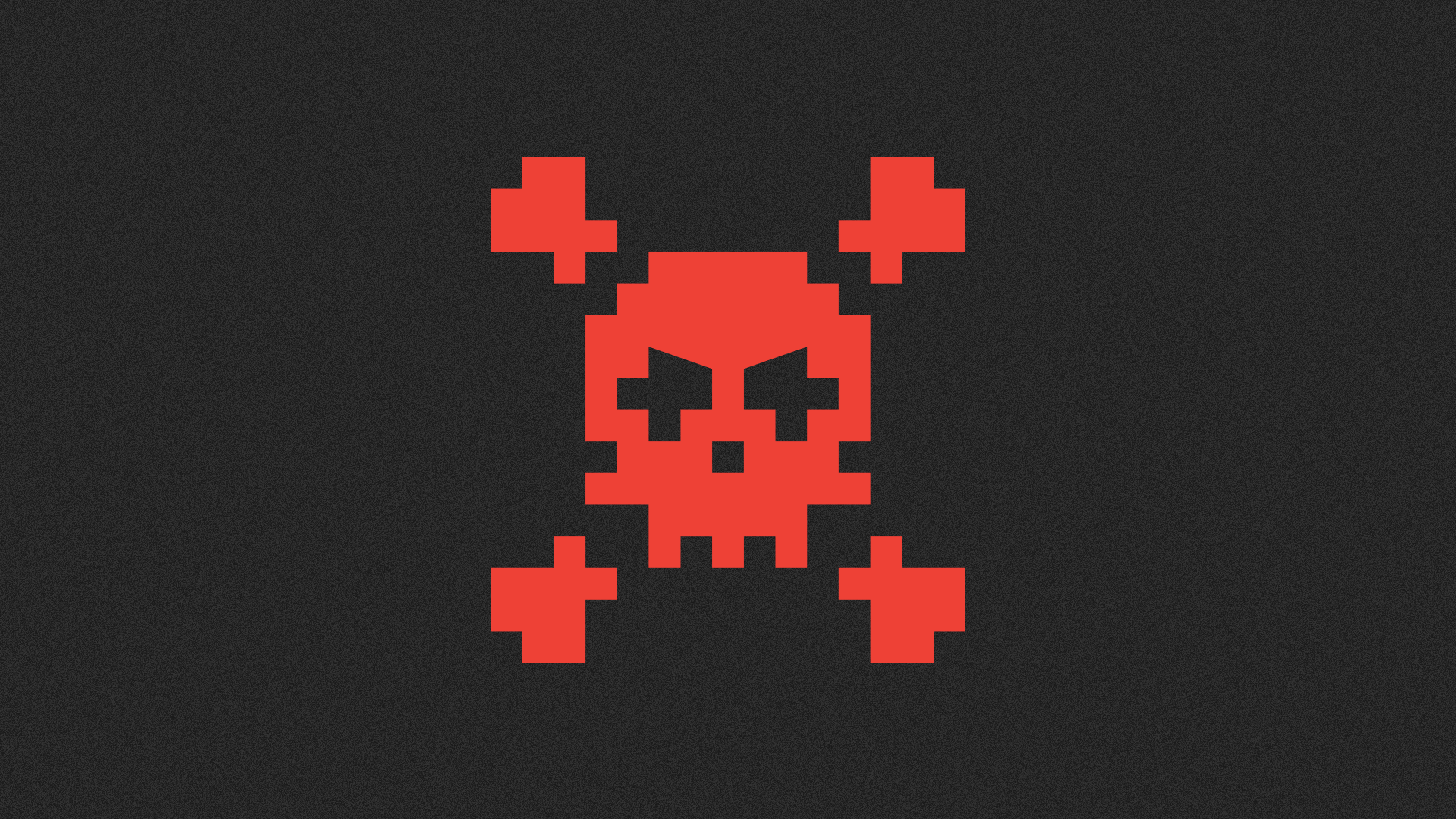Animated illustration of a pixel skull blinking angrily. 