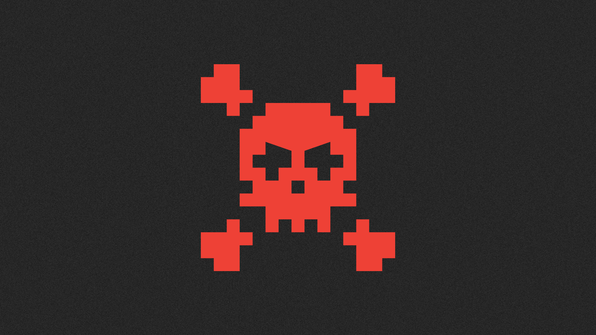 Animated illustration of a pixel skull blinking angrily.