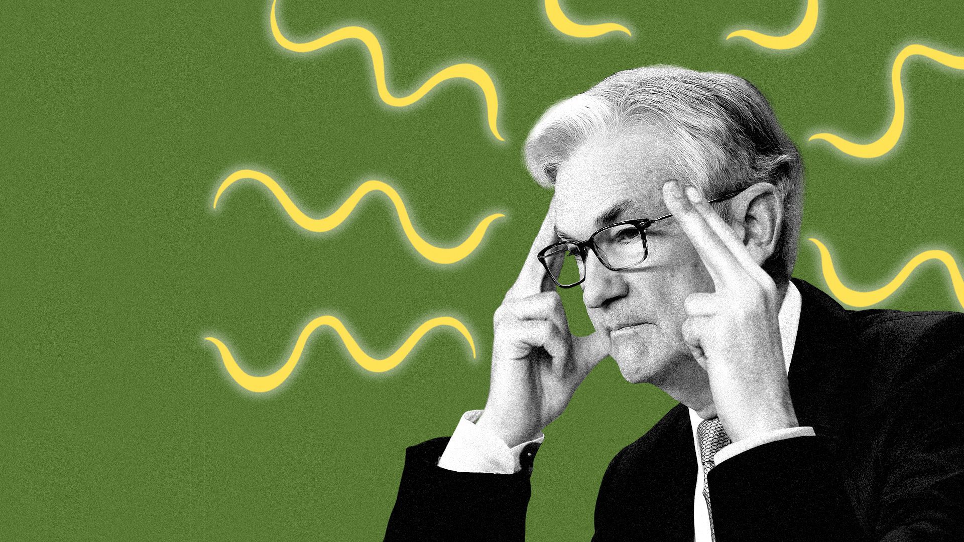 Illustration of Jerome Powell using psychic powers.