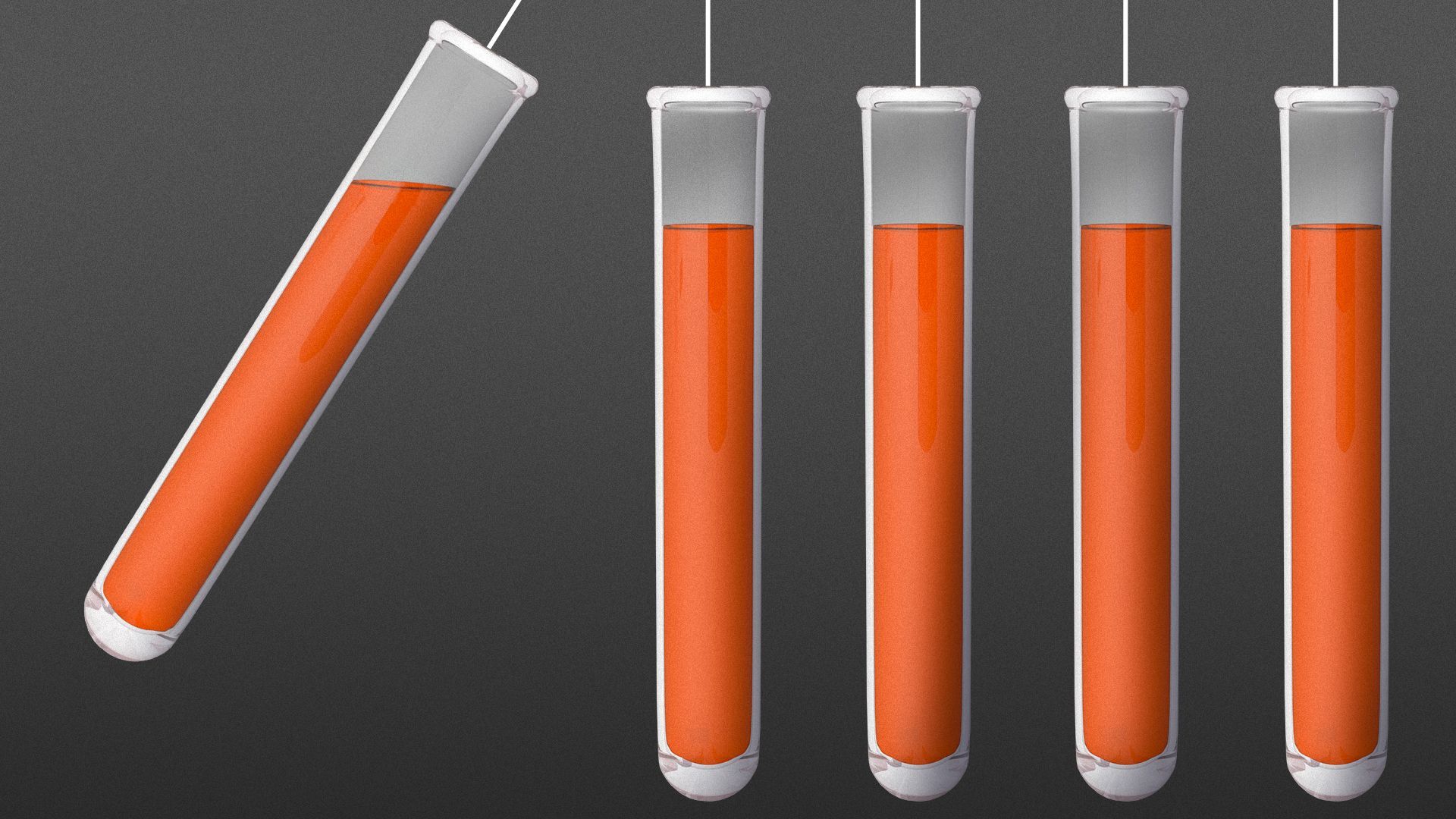 Illustration of a Newton's Cradle made of test tubes.