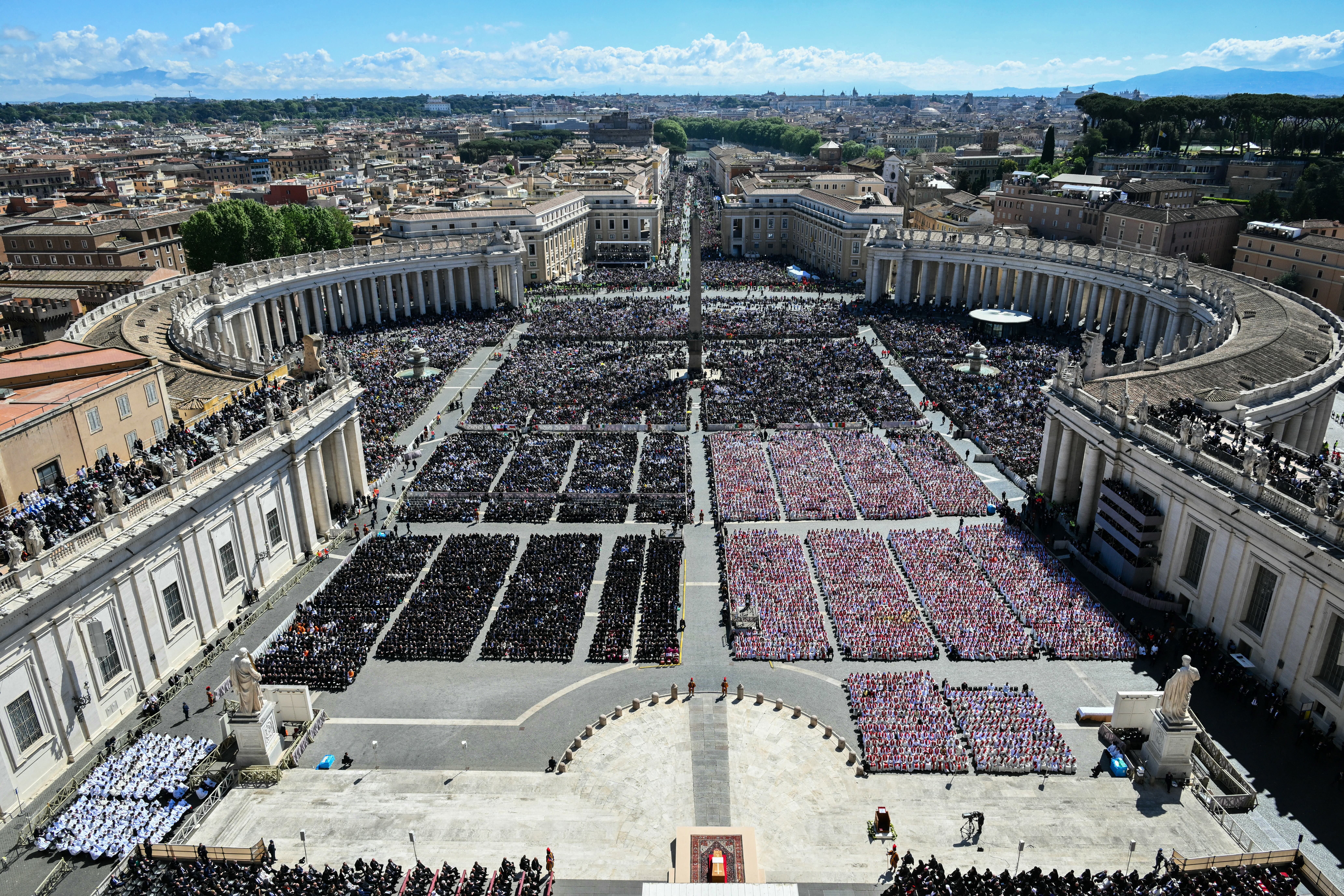 Bird's eye view of Pope's funeral