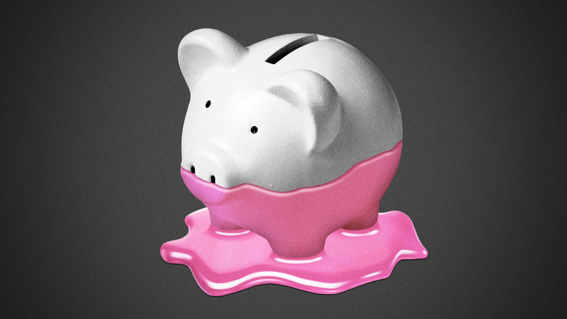 Illustration of all the color draining from a piggy bank. 
