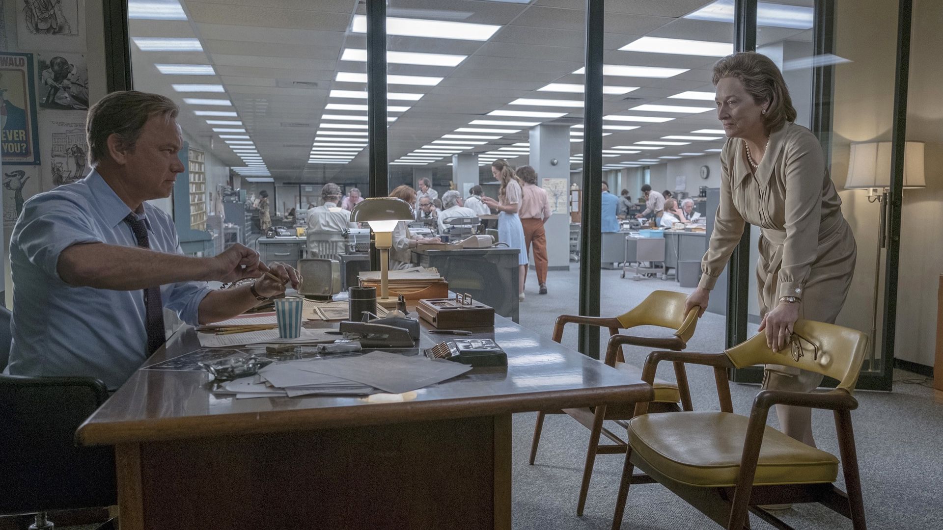 A still from The Post featuring Tom Hanks and Meryl Streep