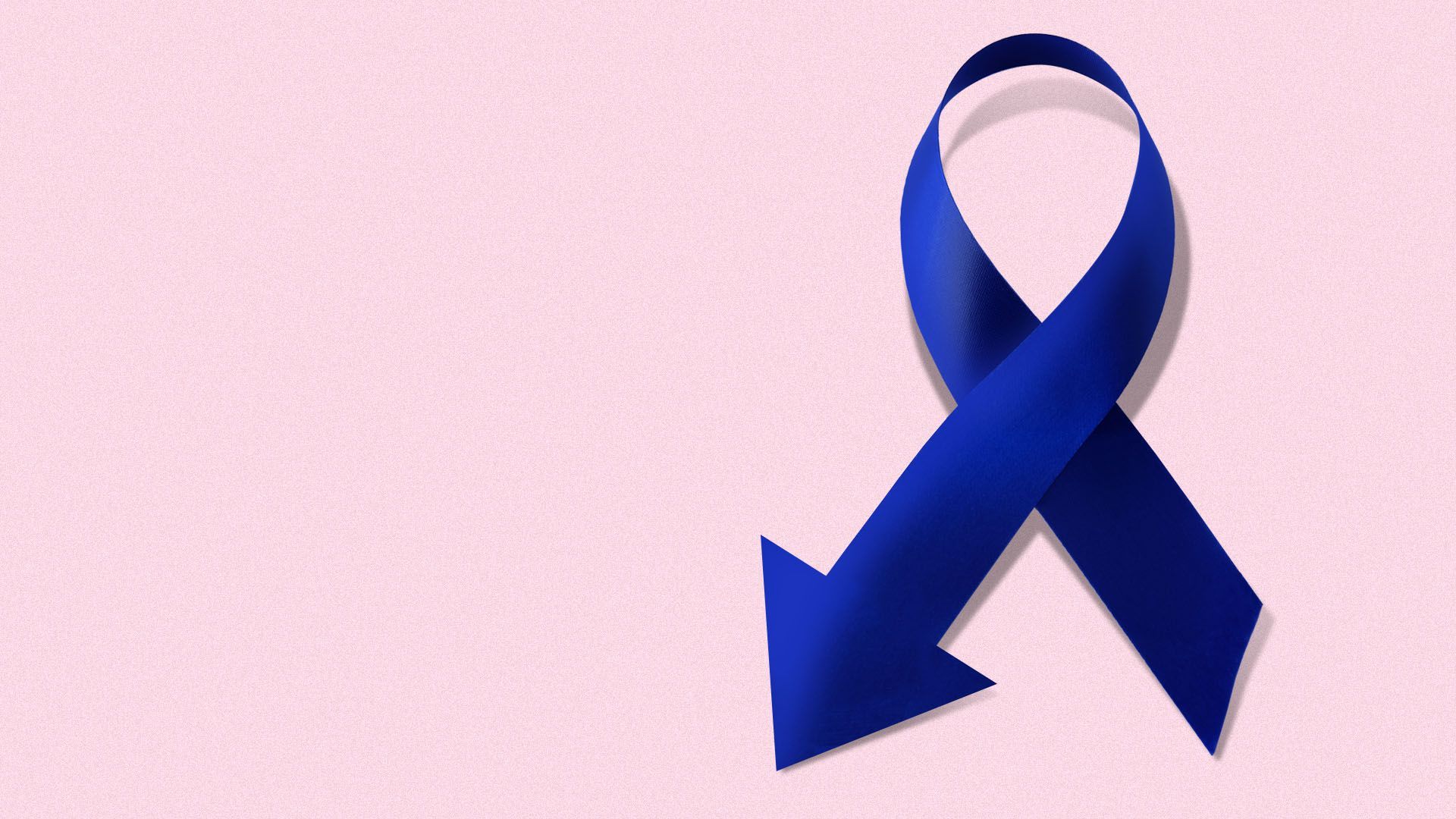 Illustration of a blue ribbon with a downward-facing arrow
