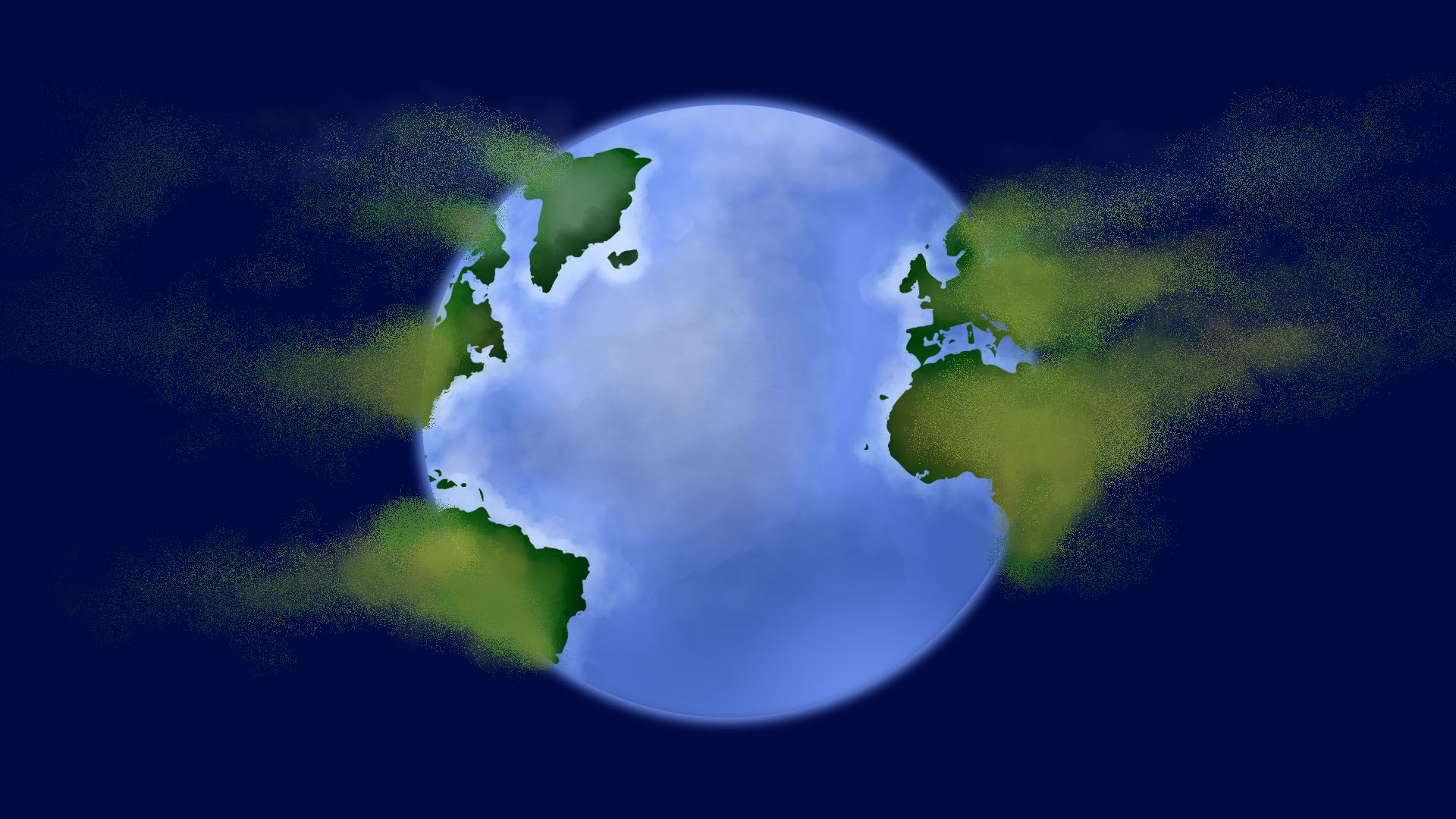 Illustration of the world with the continents drifting apart and disintegrating into space.