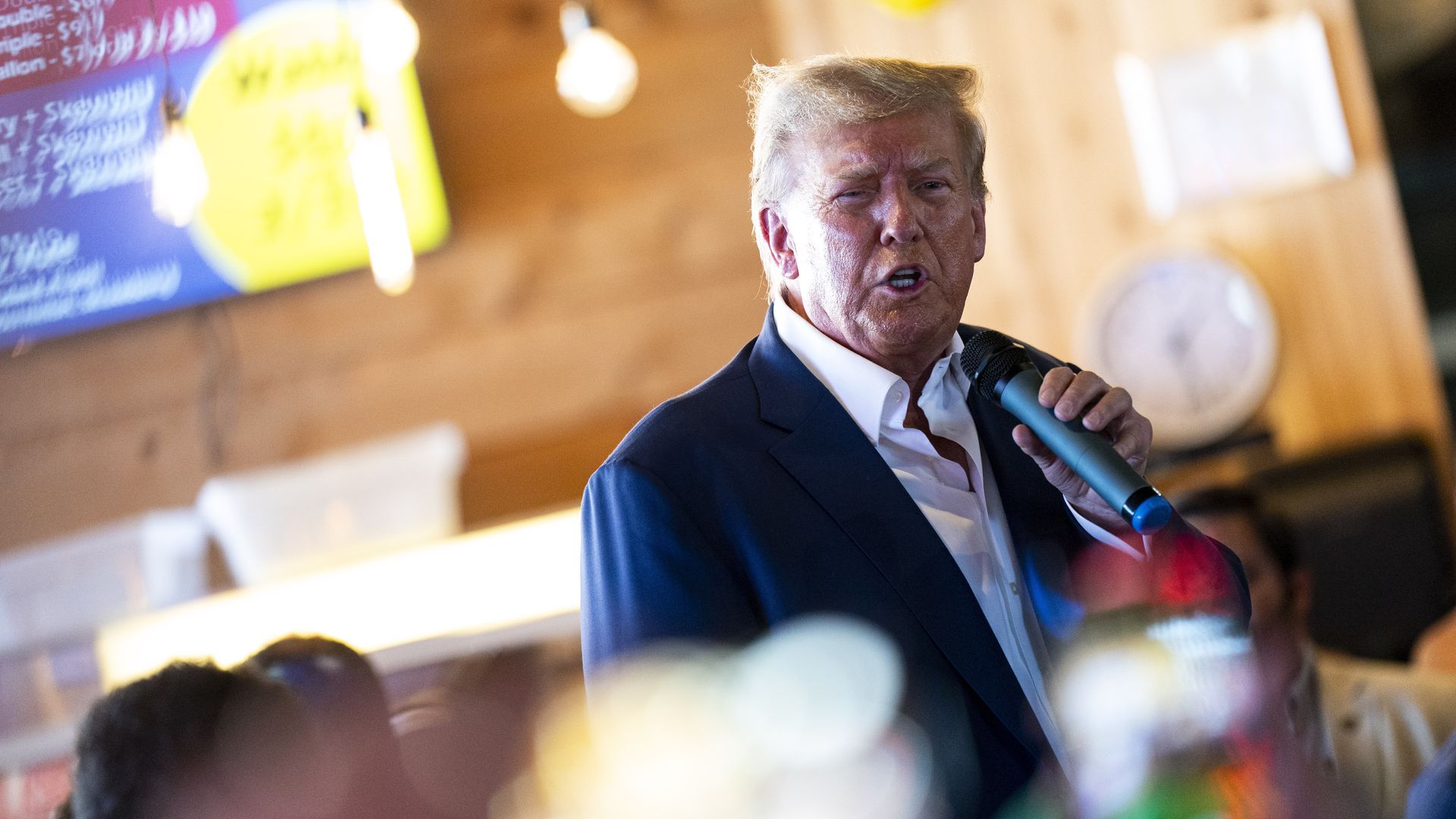 Former President Trump at the Iowa State Fair in Des Moines on Aug. 12. 