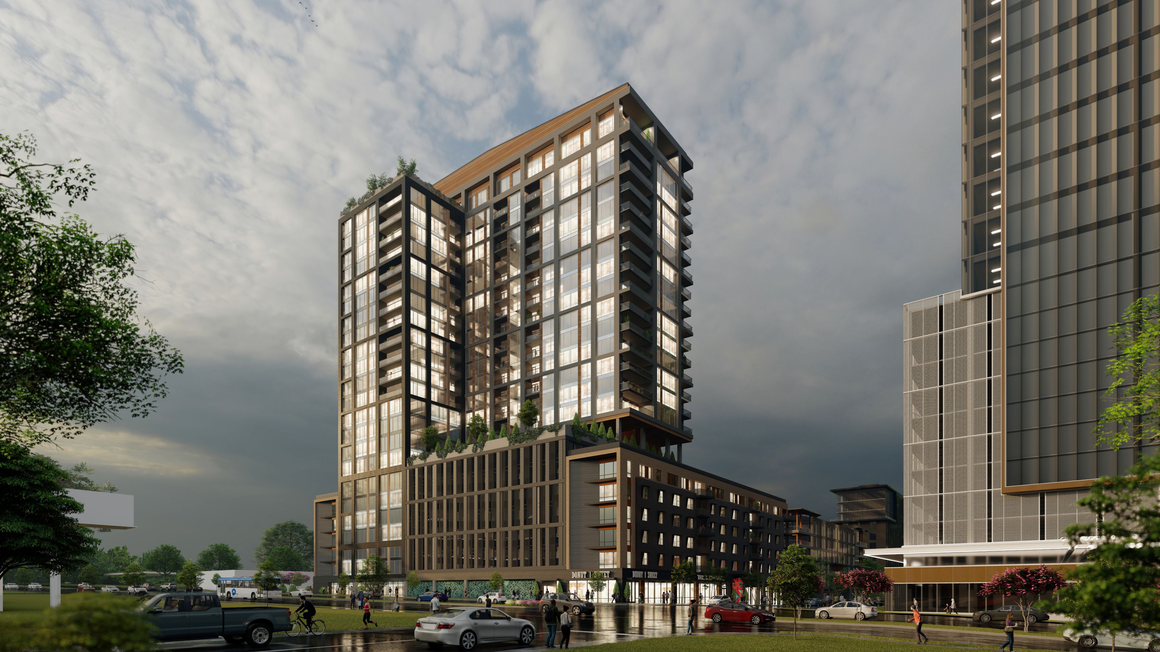 A rendering of one of the first two towers set to be built in Downtown South. 