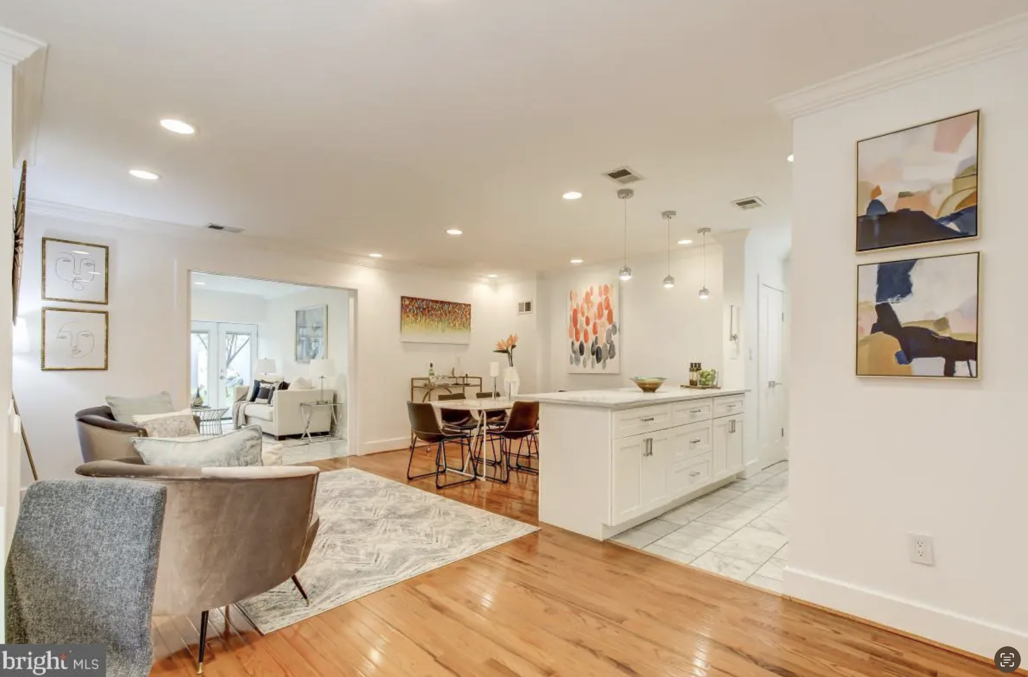 The living and dining area inside a D.C. condo.