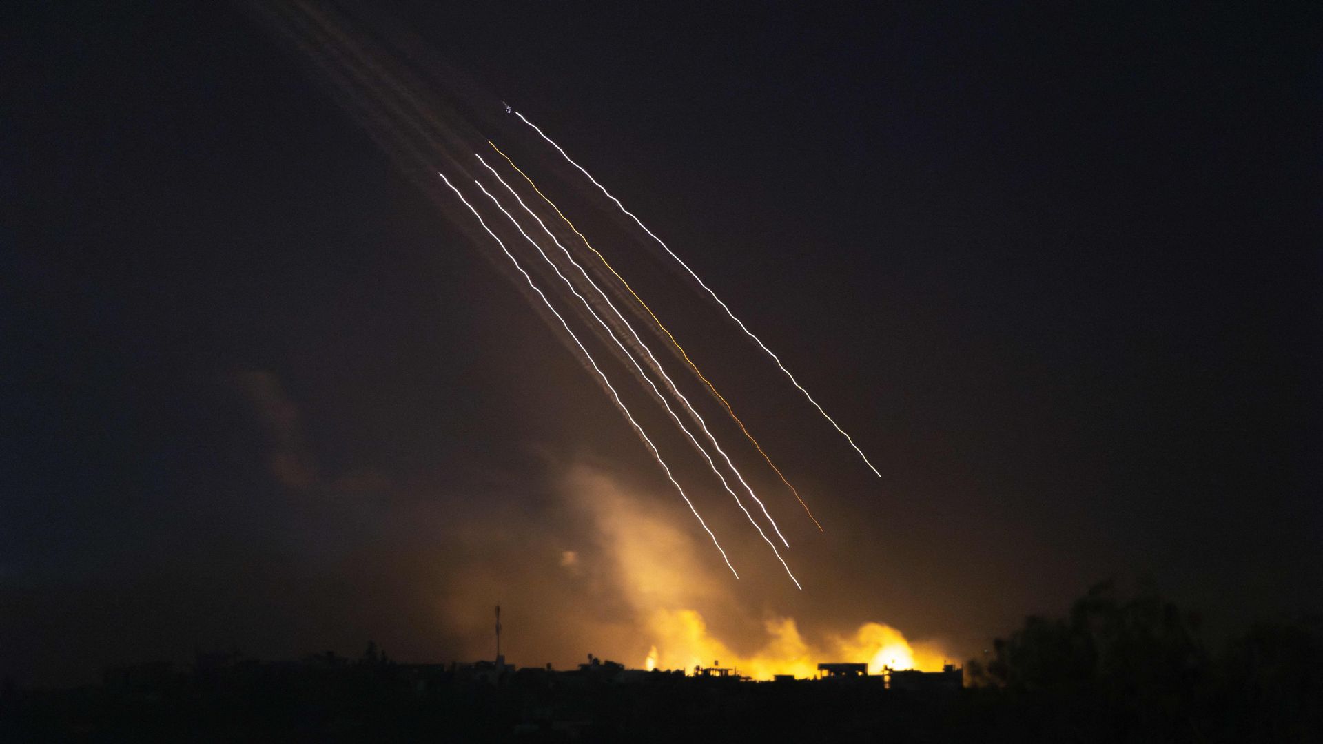 Israeli airstrikes at night leave cause explosions in Gaza.
