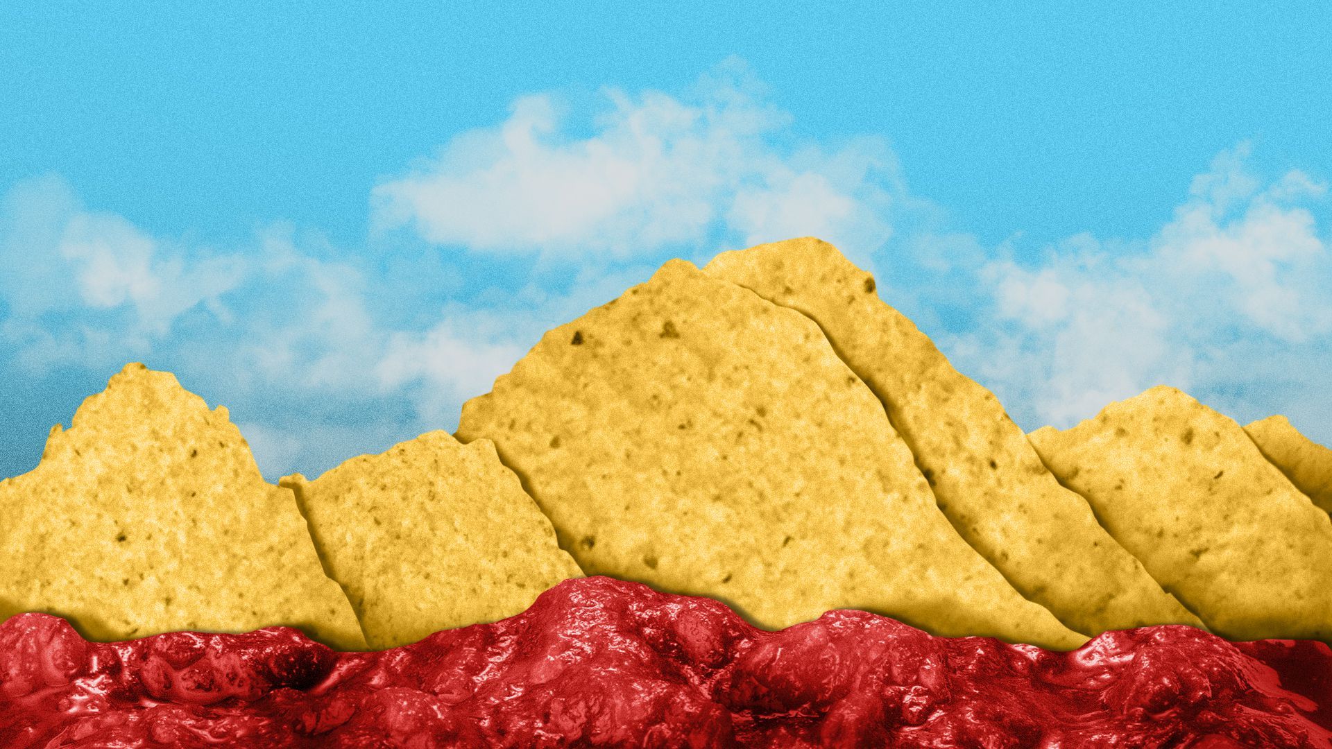 Illustration of chips and salsa in the shape of Camelback Mountain.