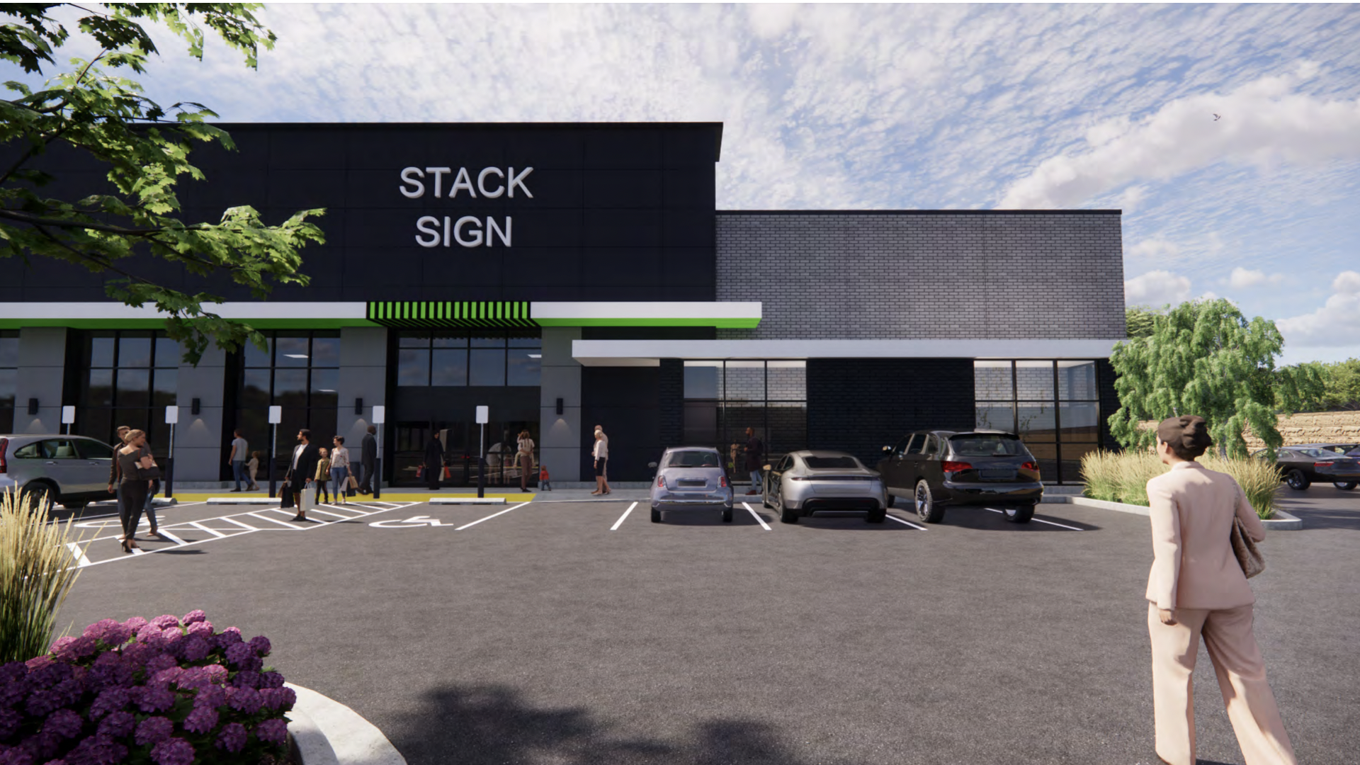 A building rendering of a grocery store. 