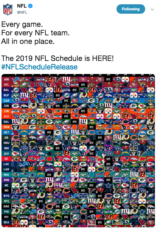 NFL schedule via Twitter