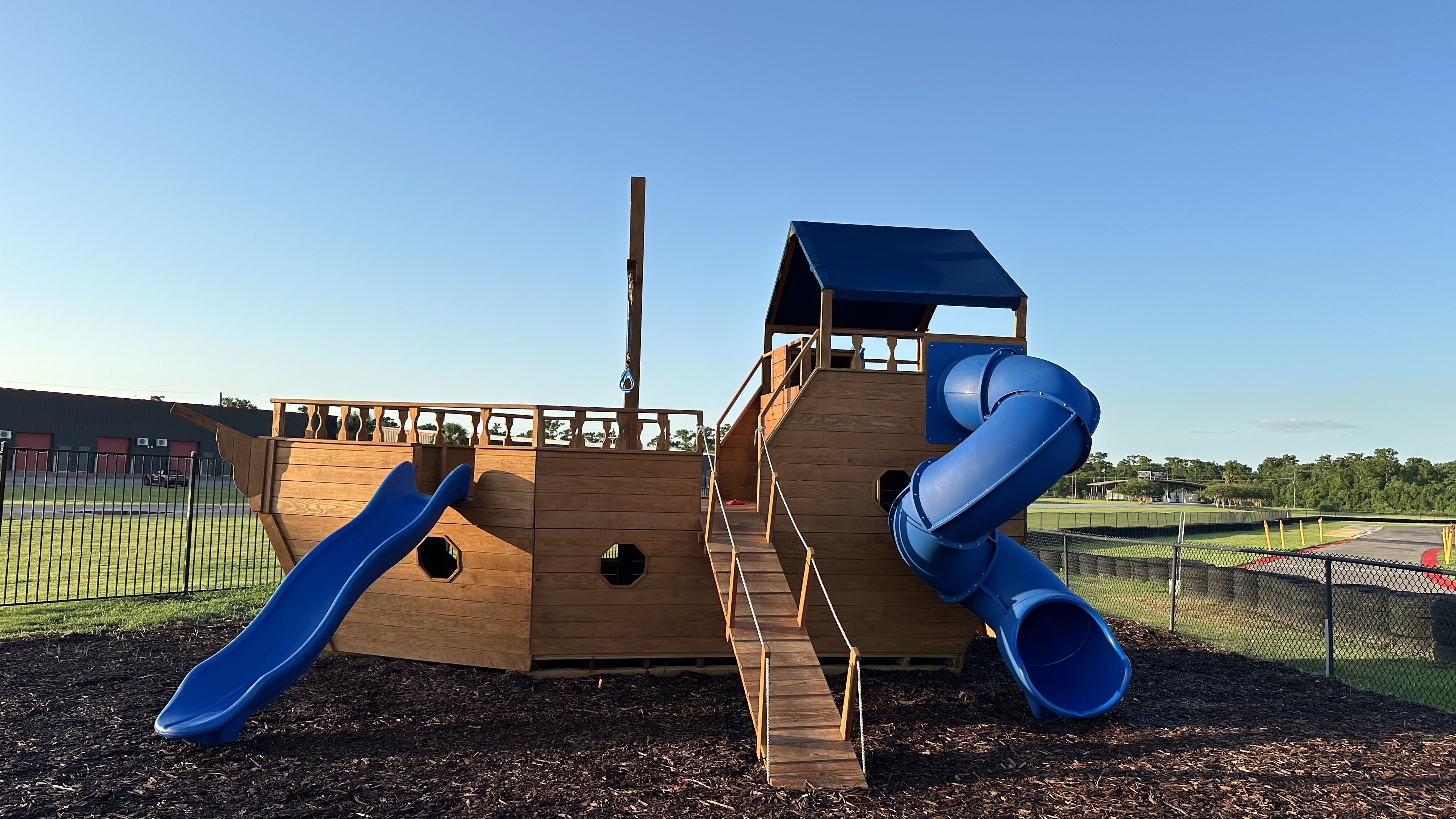 image shows a boat playground