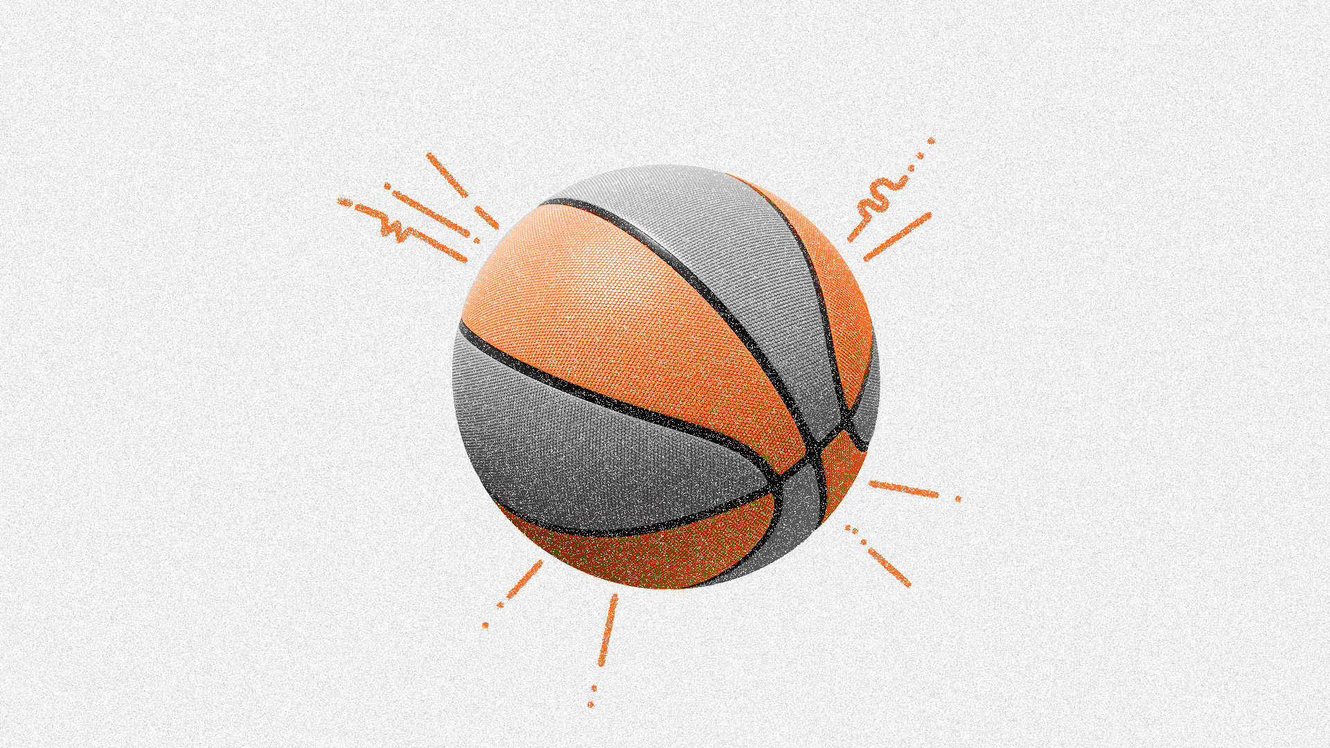 A basketball rotating and changing colors