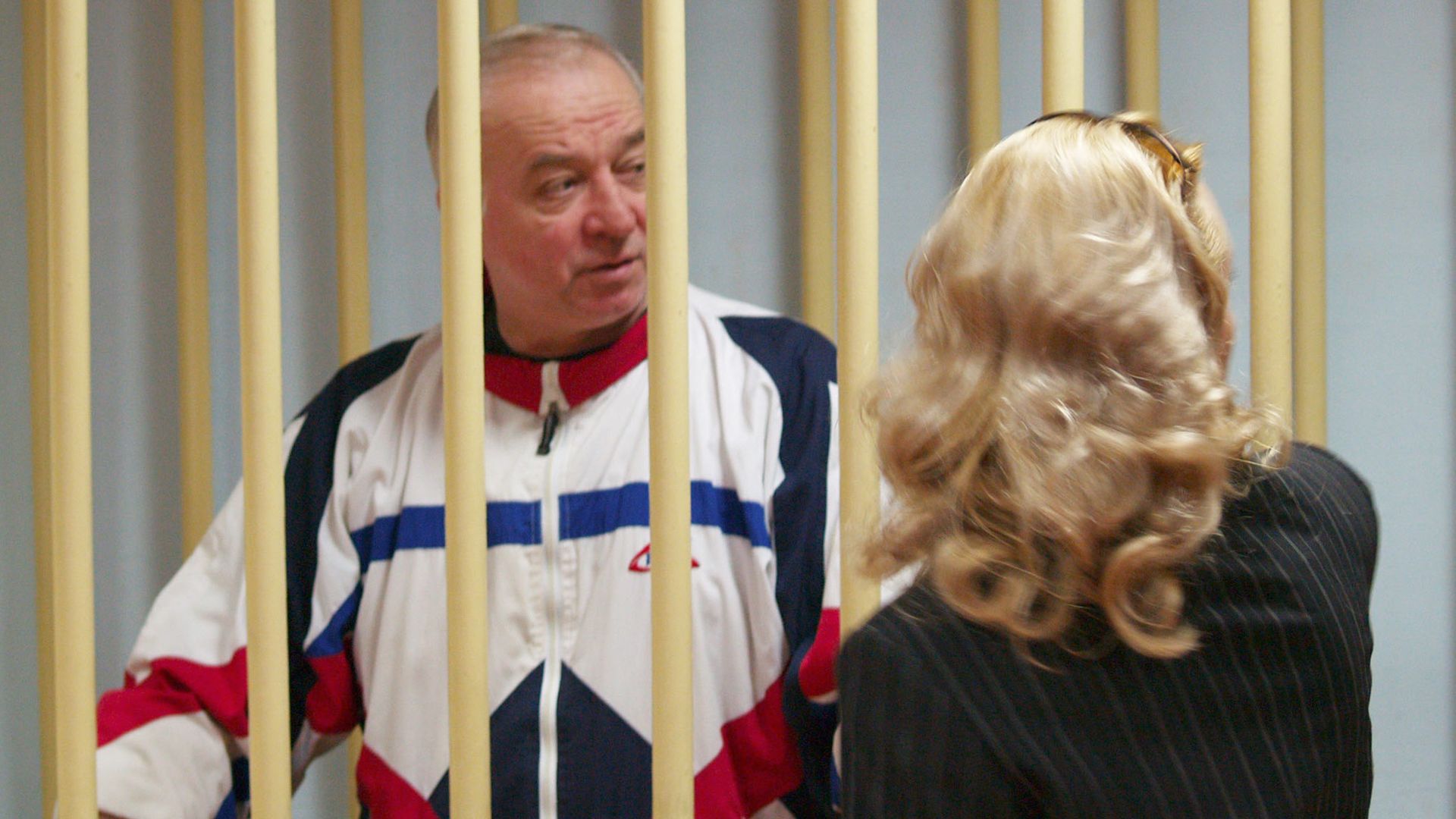 Sergei Skripal at Moscow district court stands behind bars
