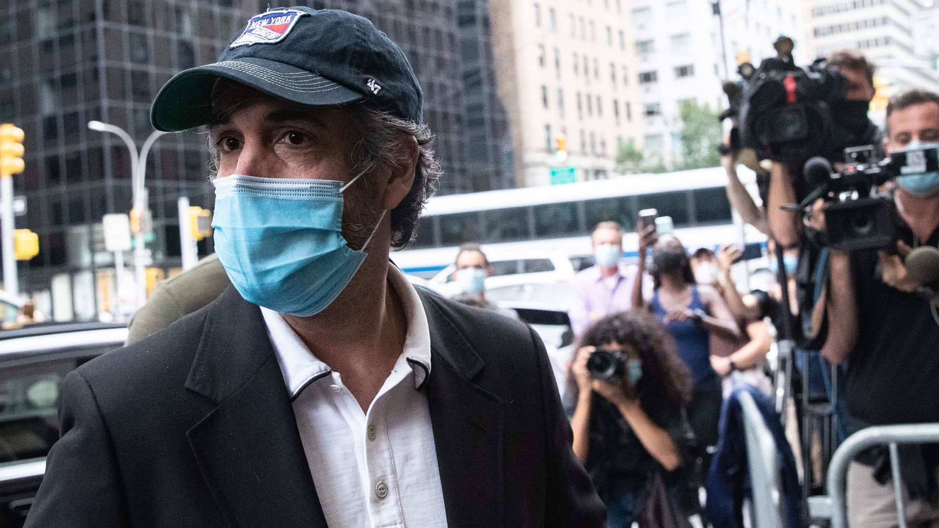 Michael Cohen, President Trump's former attorney arrives at his Park Avenue home after being released from federal prison on July 24, 2020 in New York City.