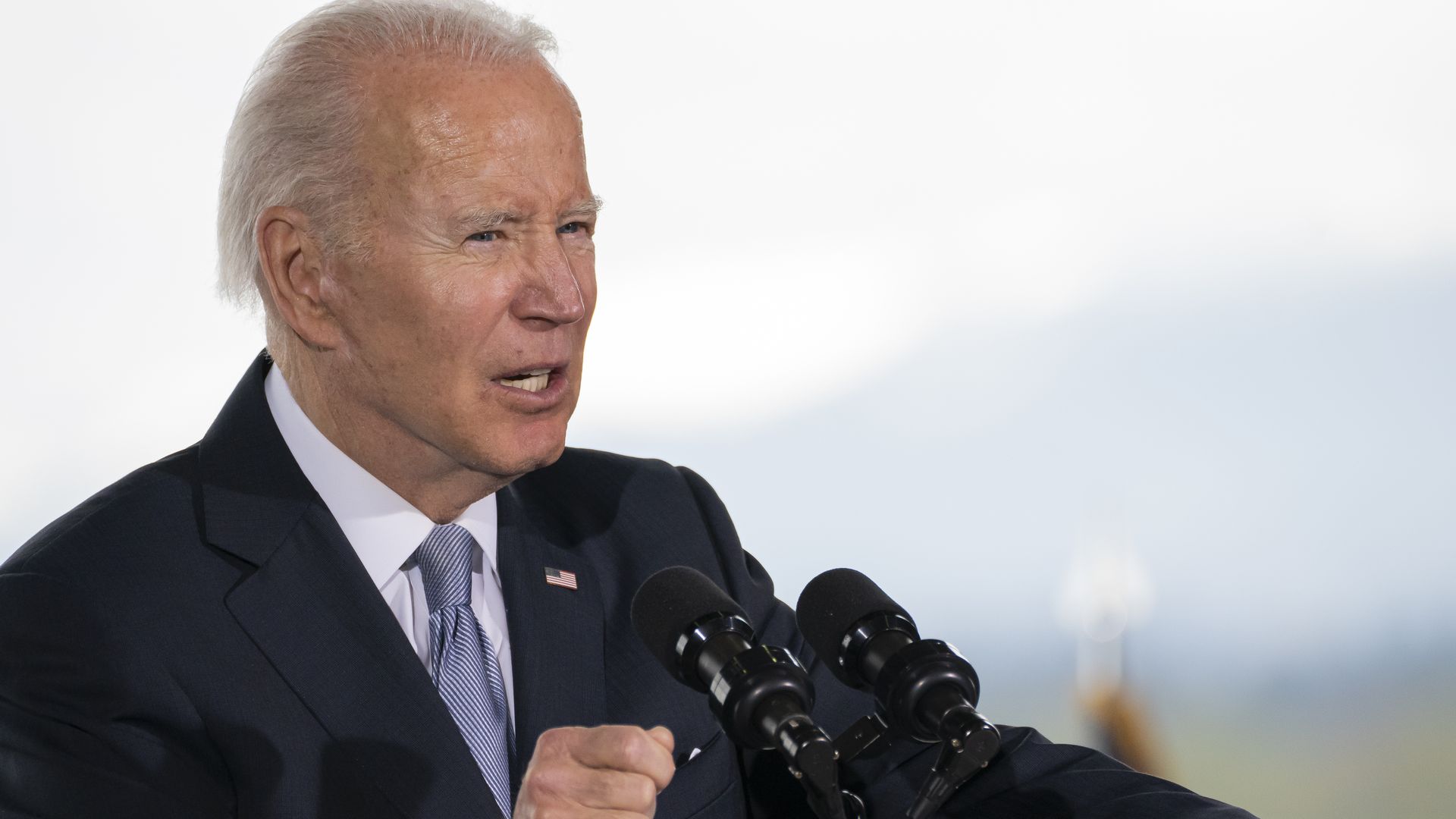 President Joe Biden delivers a speech.