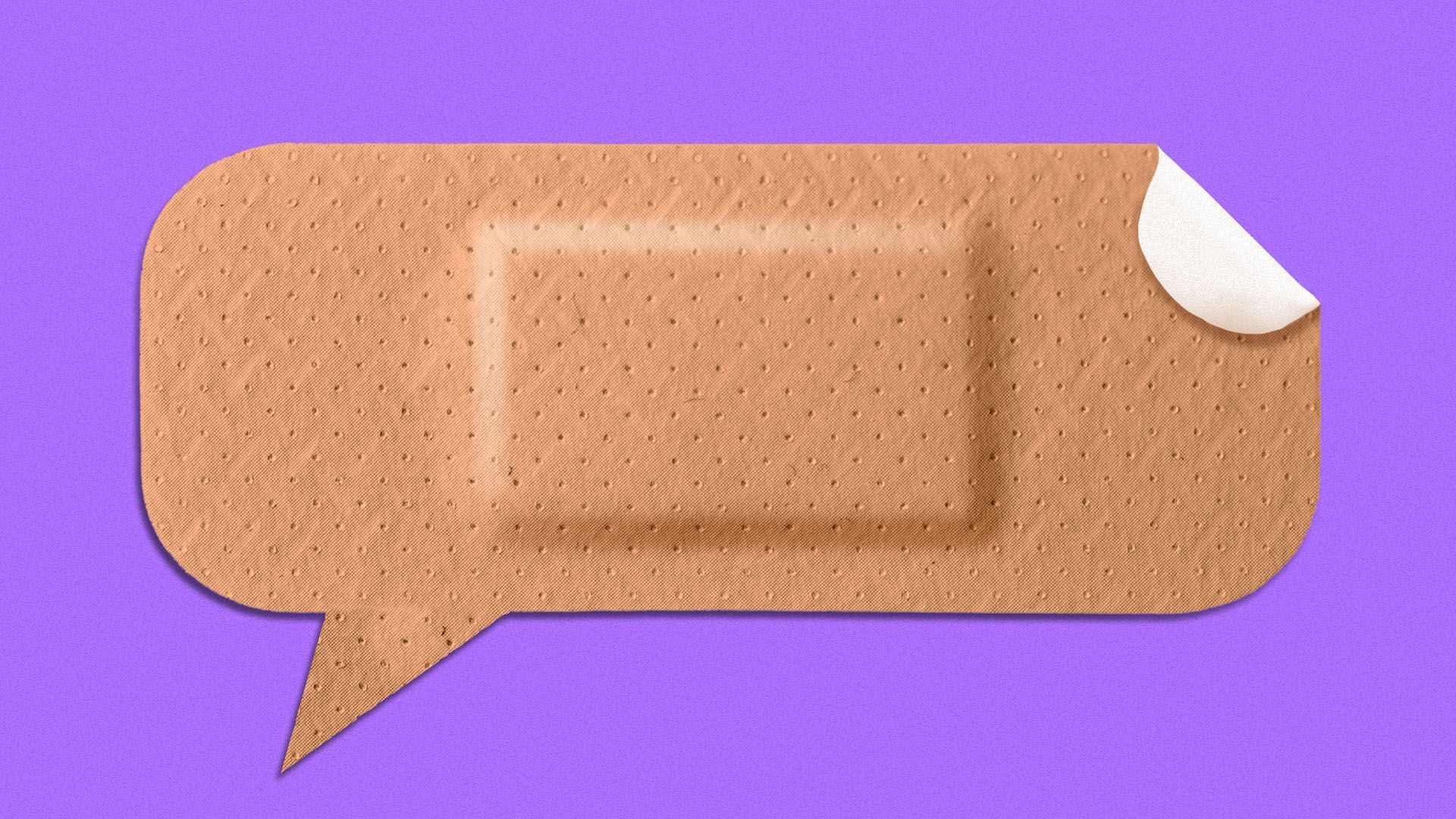 Illustration of a band aid shaped like a speech bubble