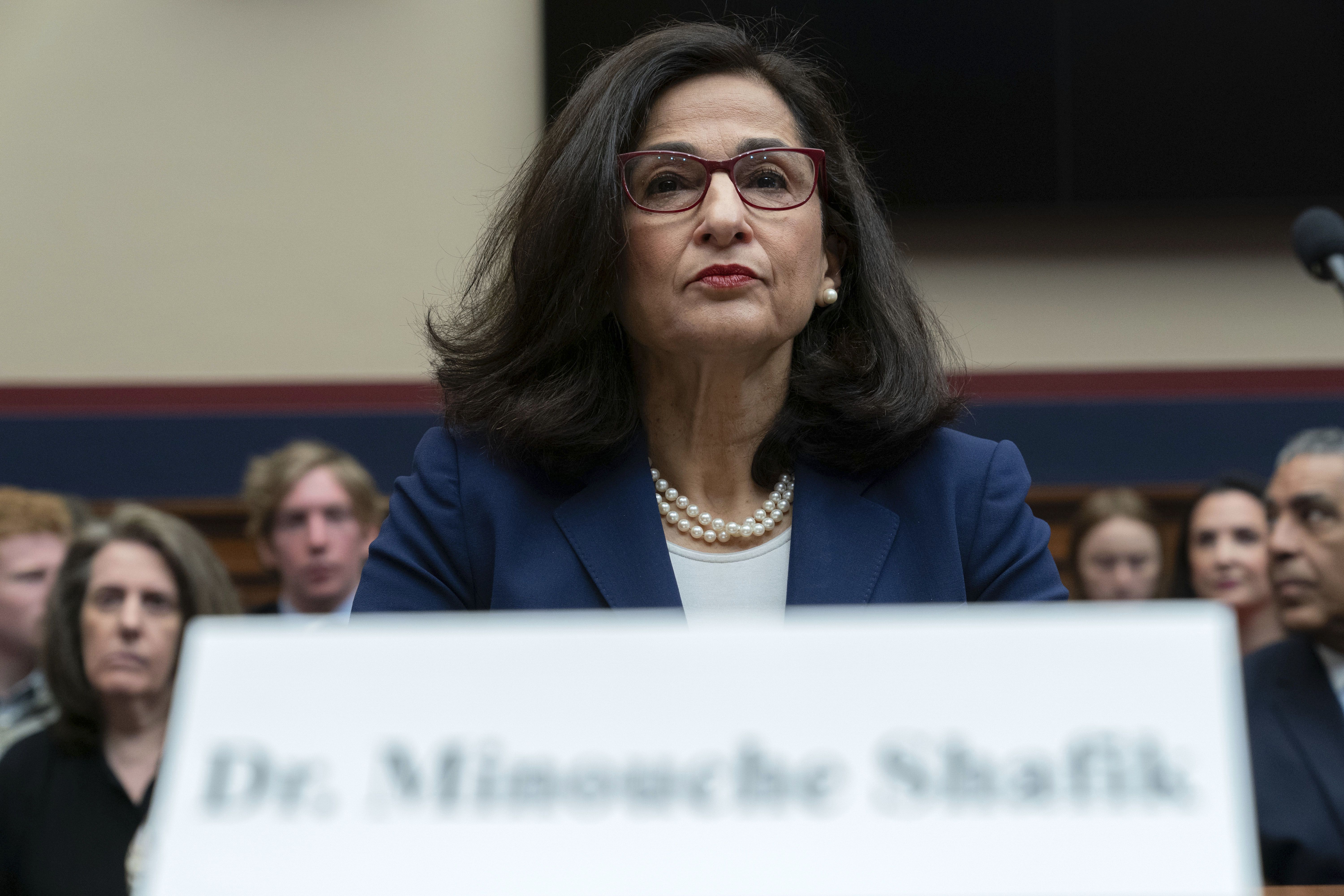 Columbia President Minouche Shafik testifies in front of Congress in April.