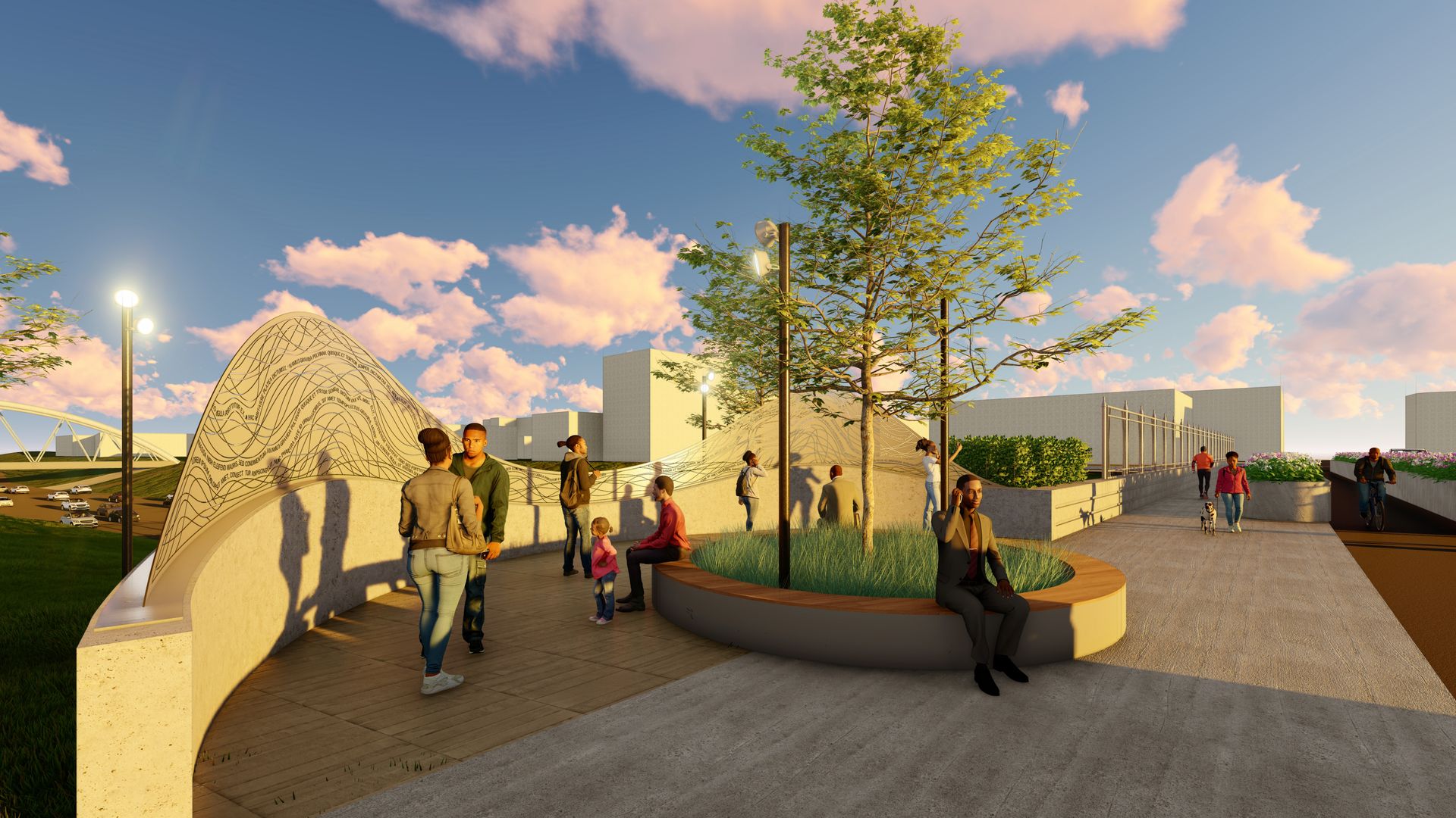 Rendering of the Sounds of Detroit art installation at the Cass Avenue bridge over I-94.