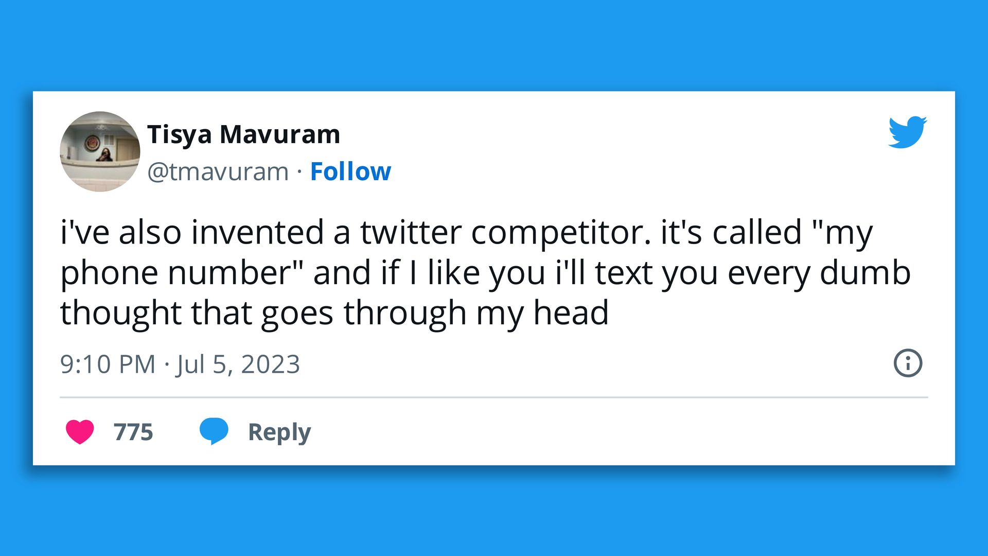 Screenshot of a tweet