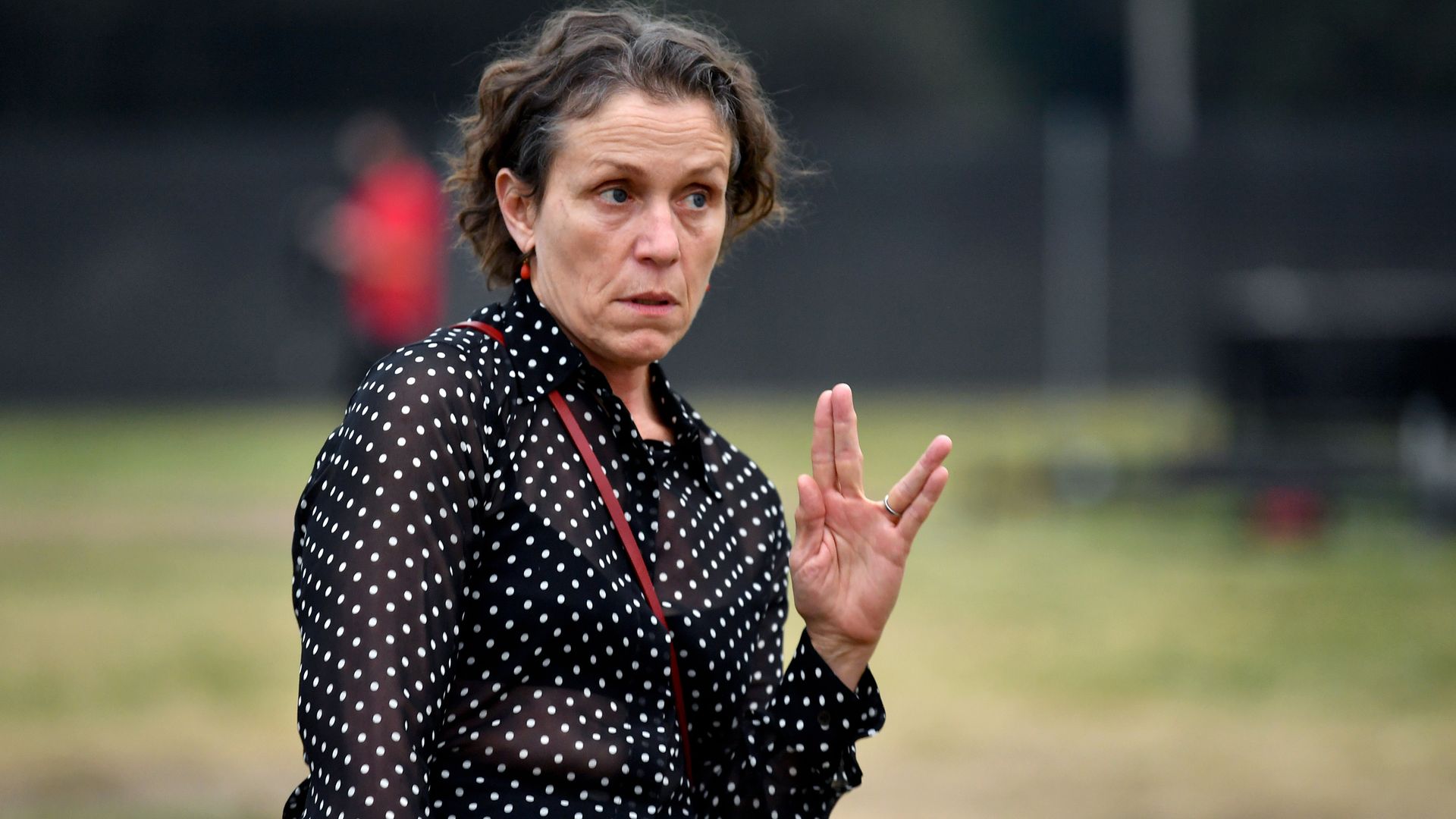 Photo of "Nomadland" star Frances MacDormand at the film's drive-in screening at the Telluride Film Festival
