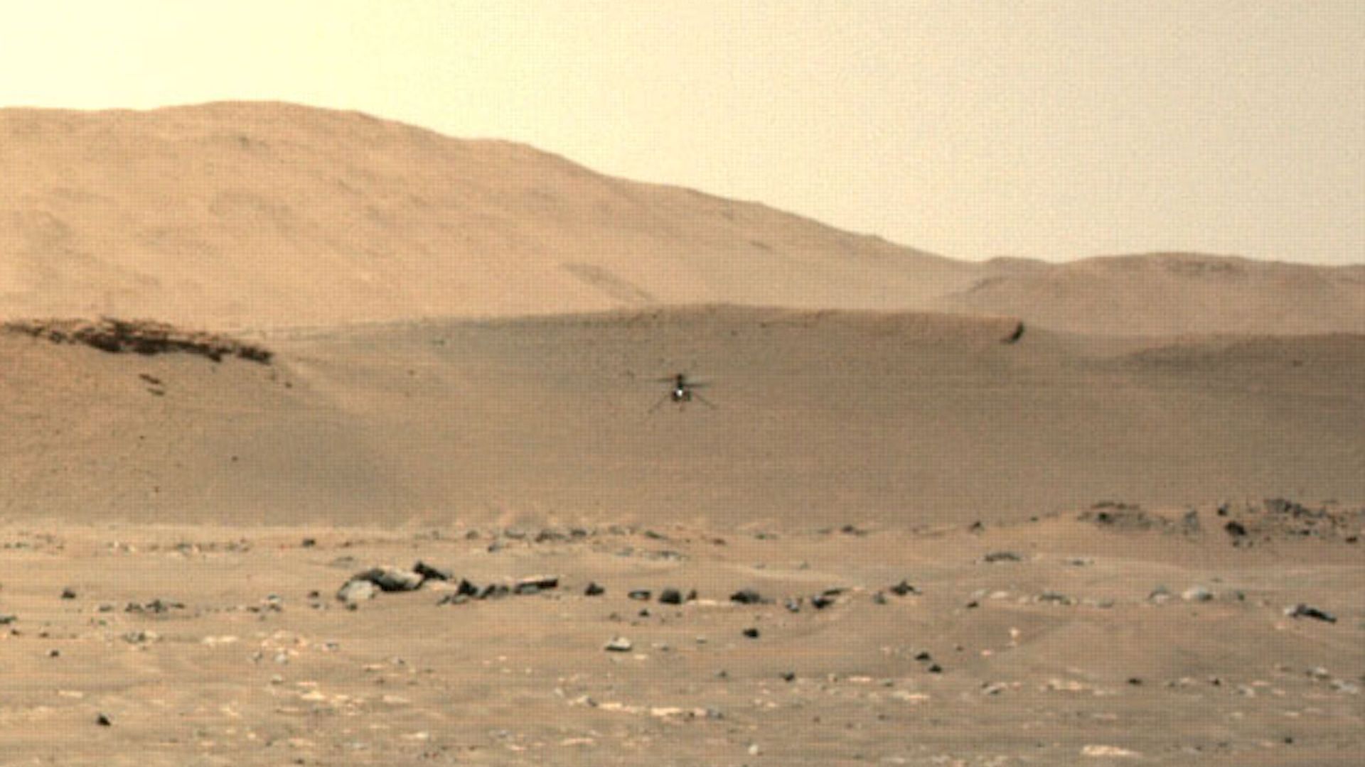 The Ingenuity helicopter flying on Mars