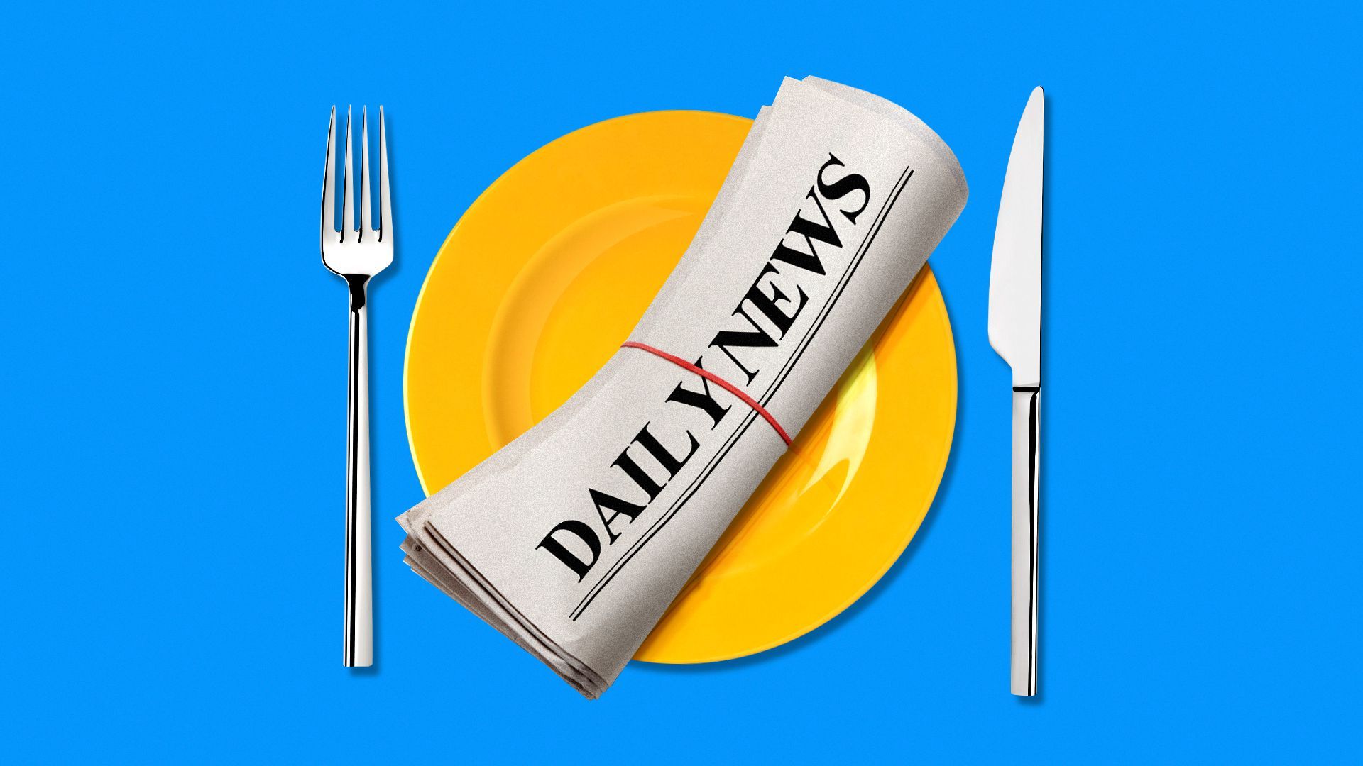 Illustration of a newspaper sitting on a dinner plate