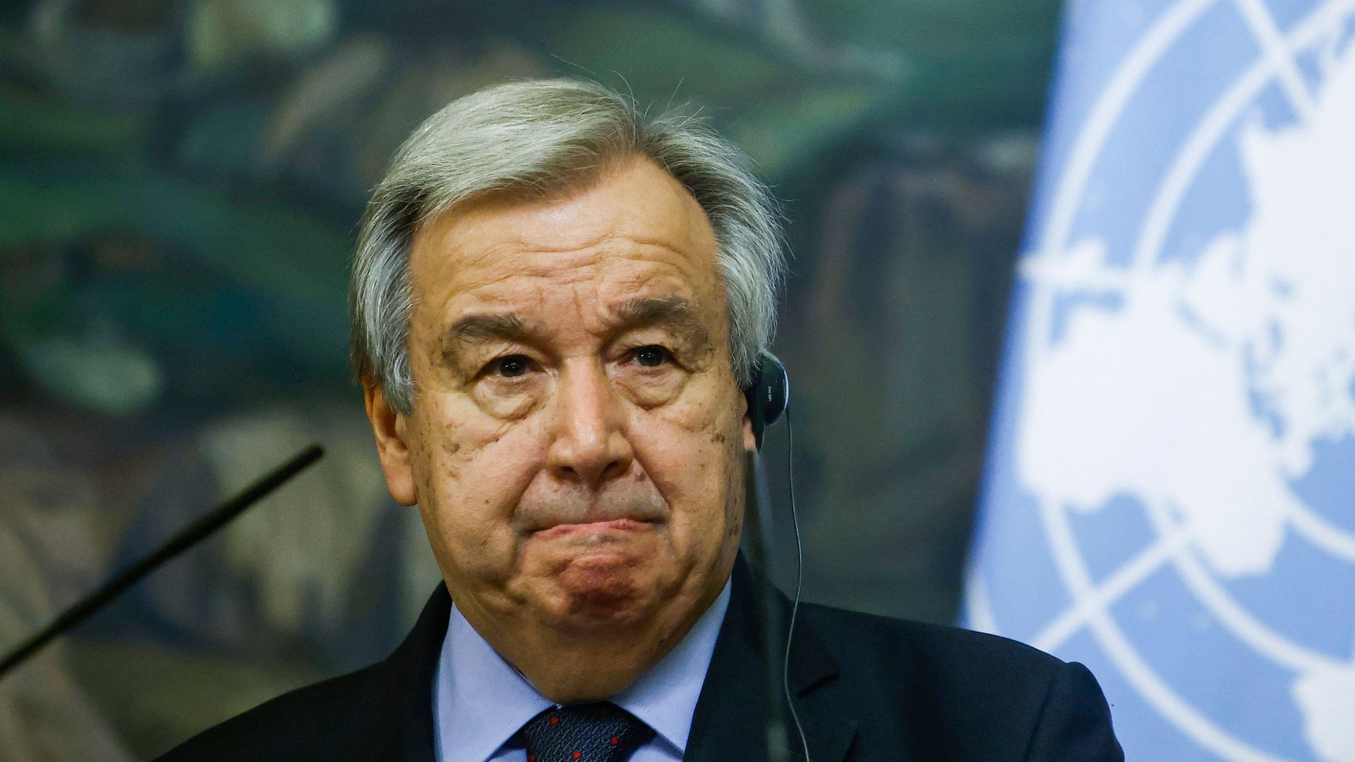 United Nations Secretary-General António Guterres during a press conference in Moscow in May 2021.