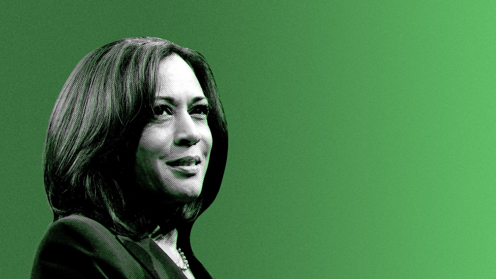 Photo illustration of Kamala Harris.   