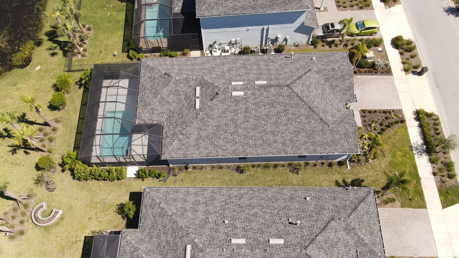 Aerial photo of Babcock Ranch, Florida, showing solar panels on a building roof