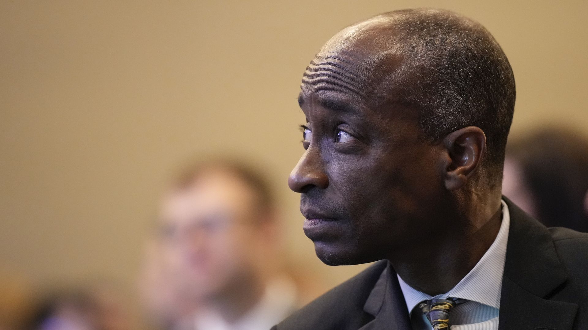 Fed vice chair-designate Philip Jefferson pictured at a conference