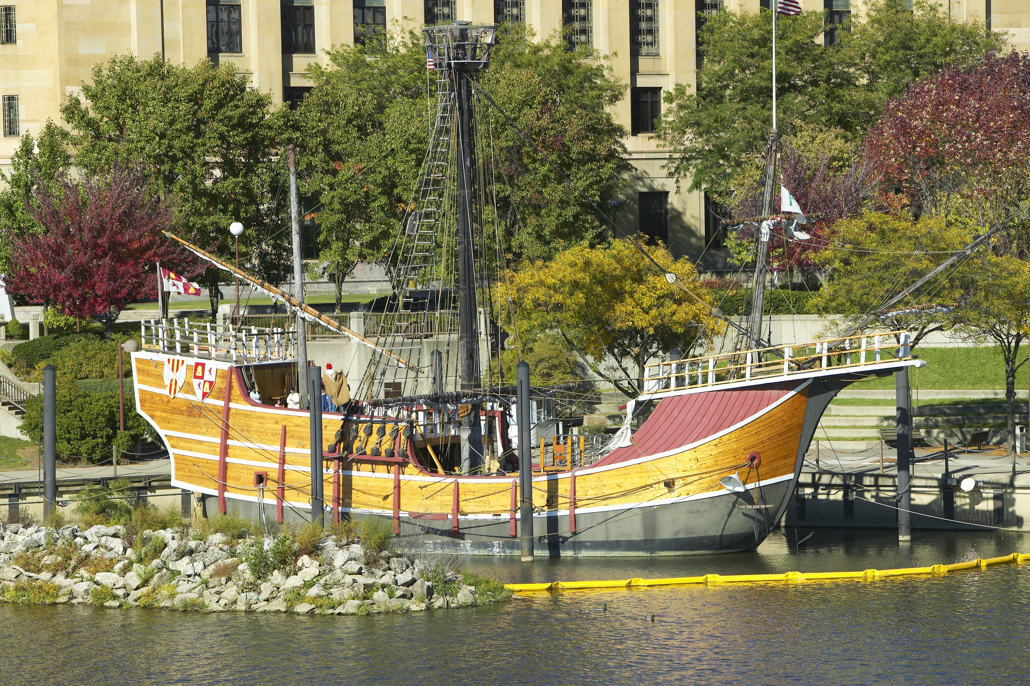 The replica of Christopher Columbus' ship the Santa Maria on the Scioto River, before its removal. Photo by: Joe Sohm/Visions of America/Universal Images Group via Getty Images)
