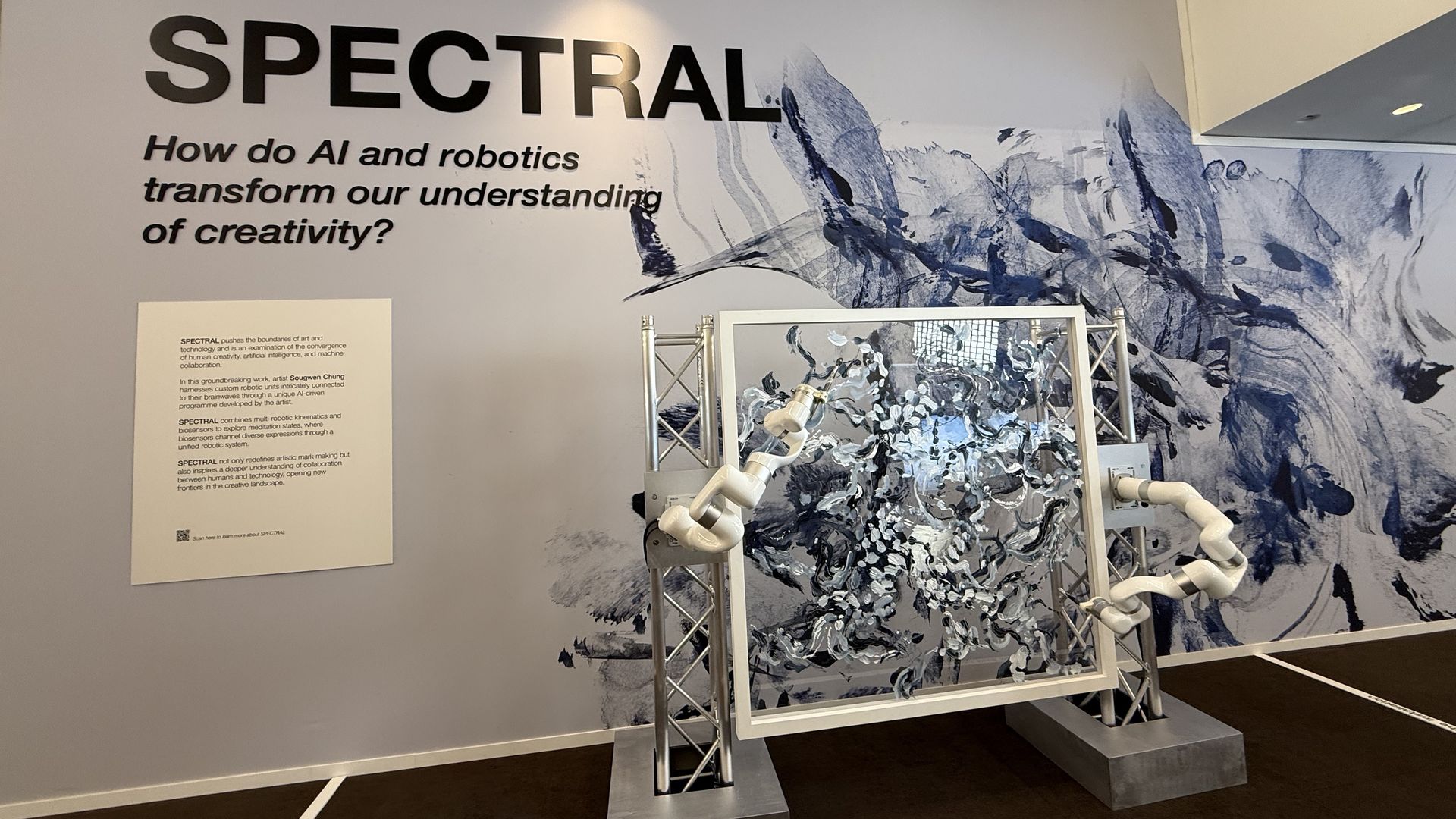 Spectral, an AI-infused art exhibit on display in the Congress Center at the World Economic Forum in Davos, Switzerland