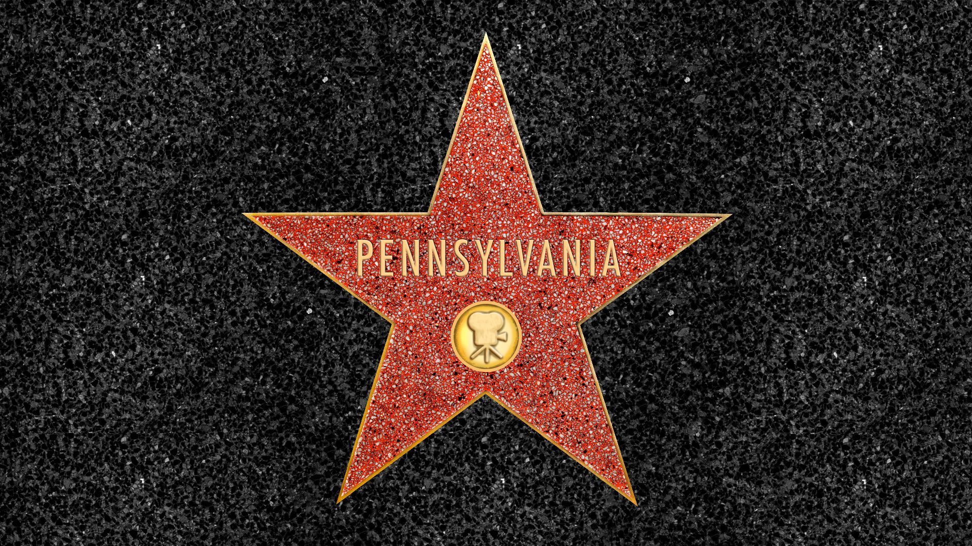 Illustration of a Hollywood Walk of Fame star labelled "Pennsylvania".