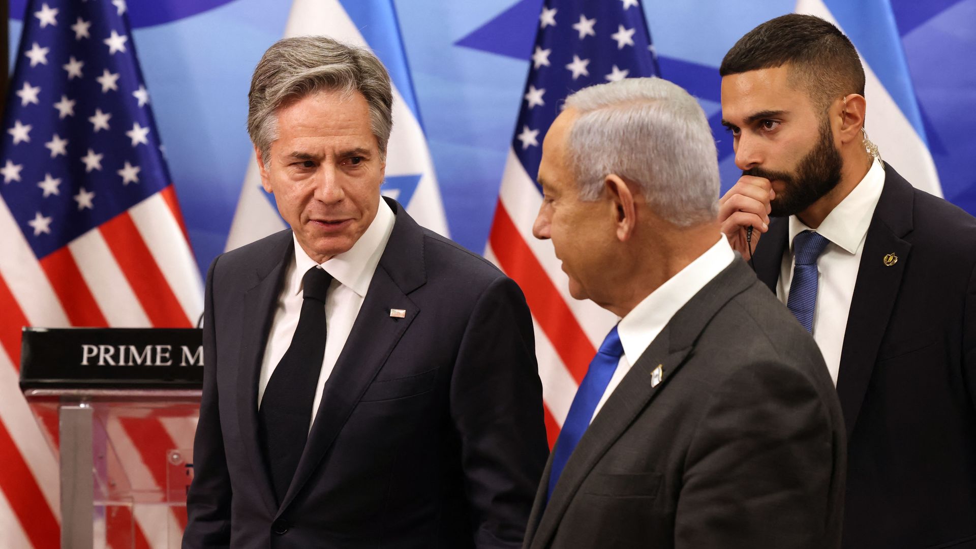 Secretary of State Tony Blinken and Israeli Prime Minister Benjamin Netanyahu.